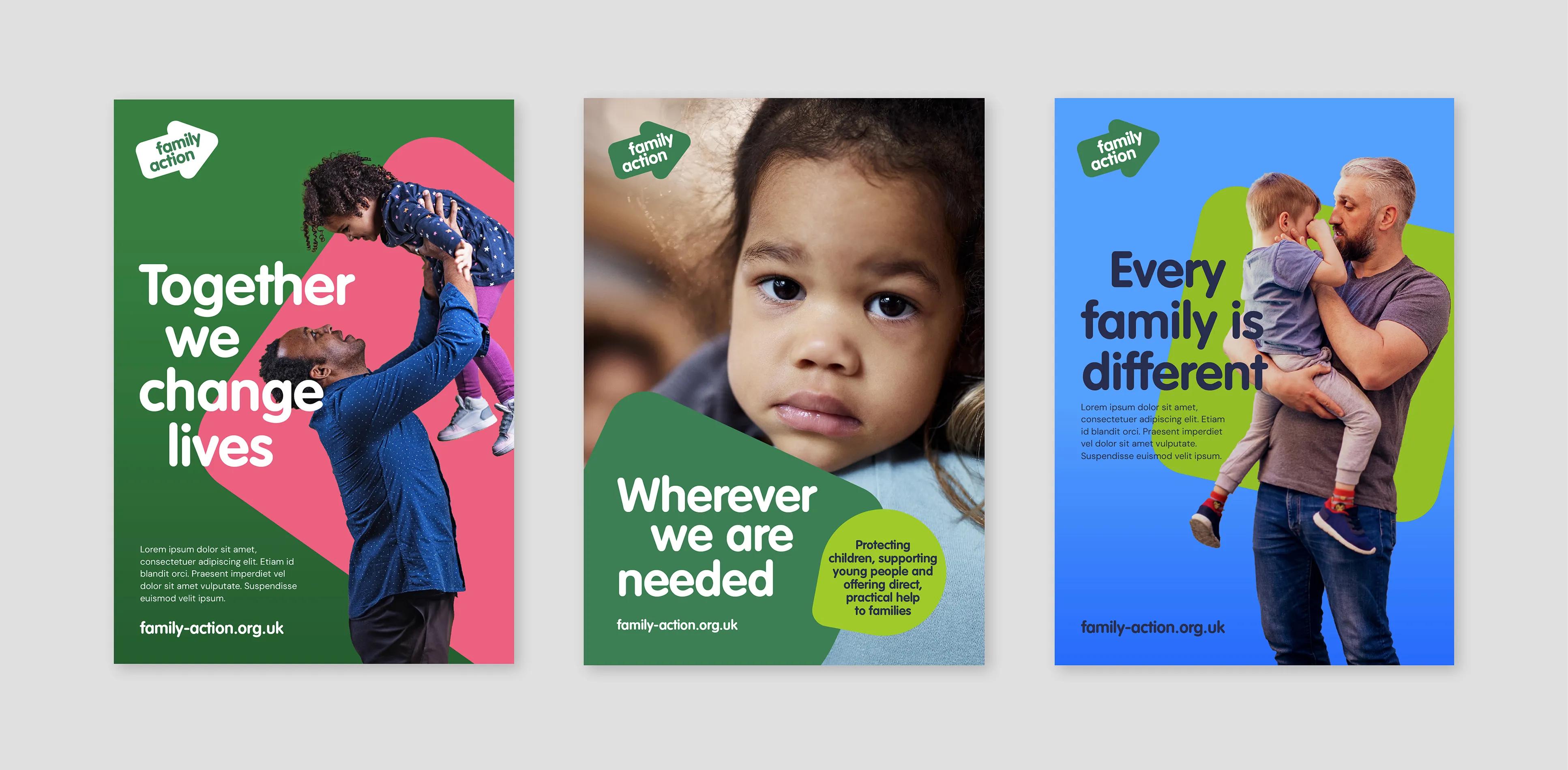 Three posters for family action