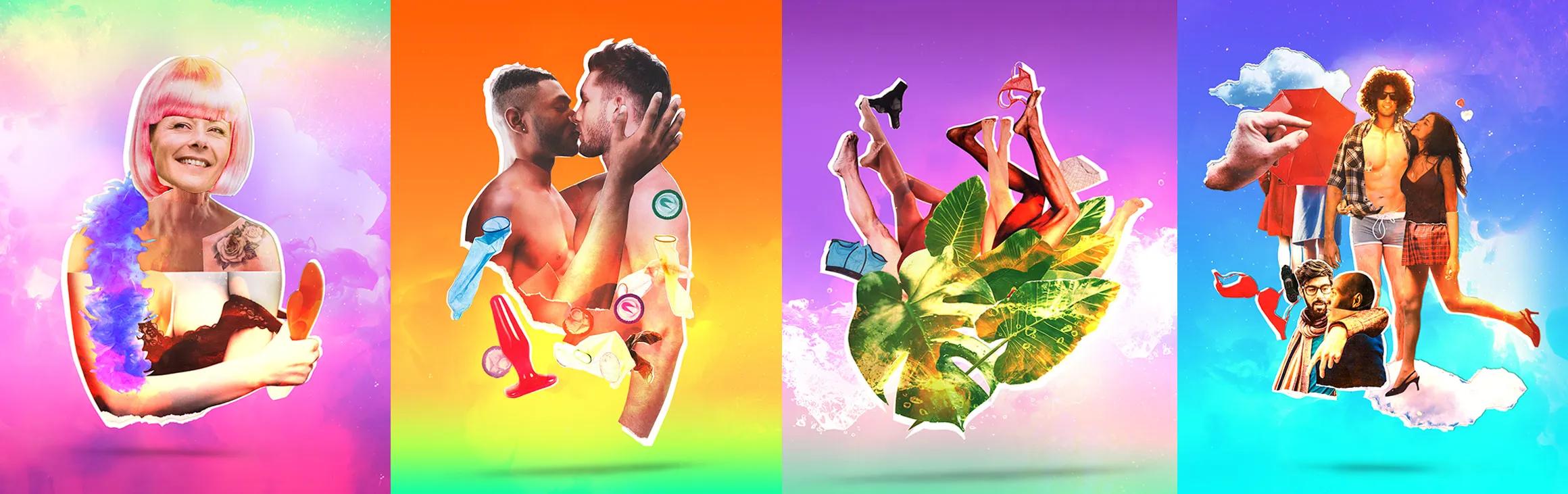 Set of four collages promoting sexwise