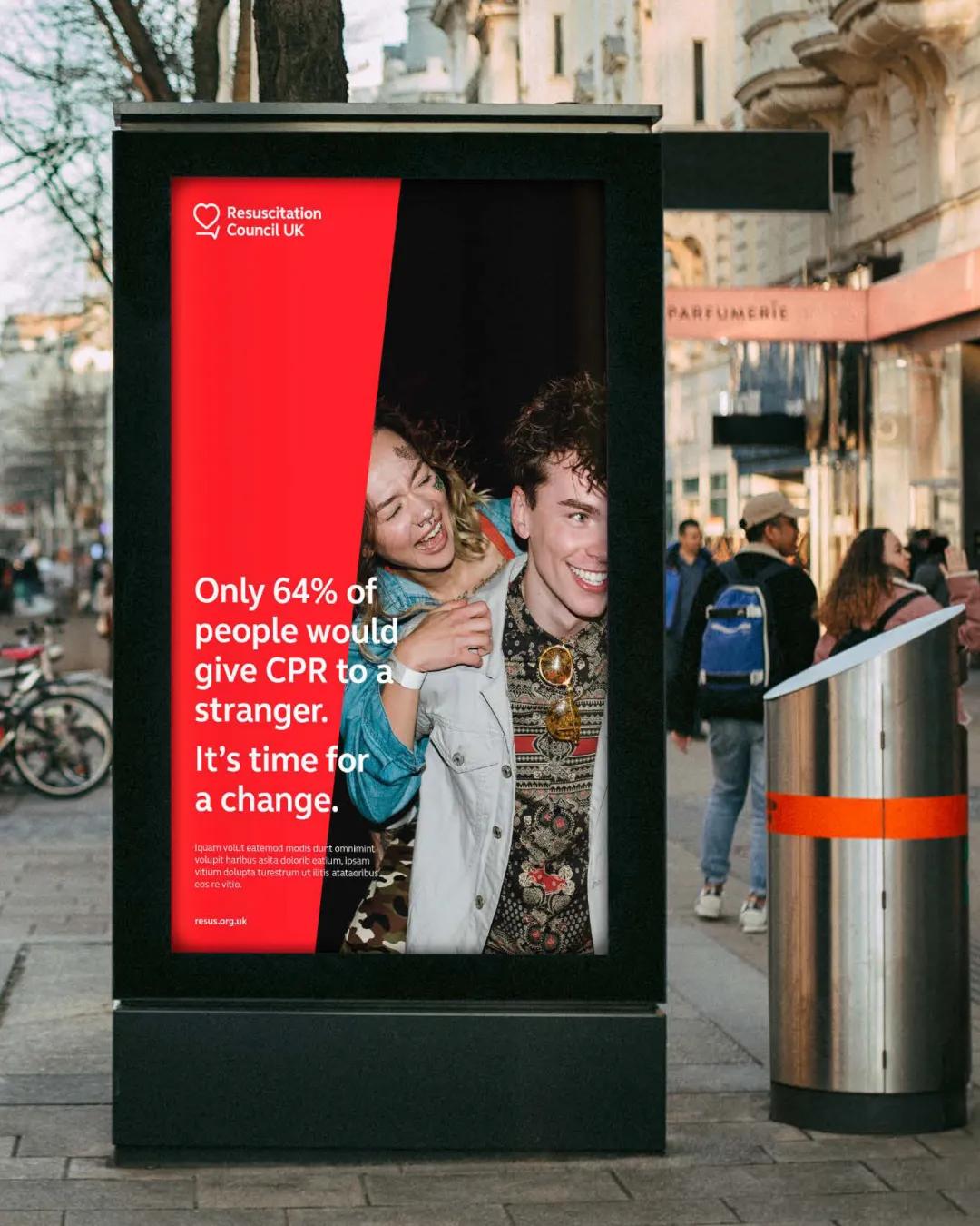Outdoor advertising poster raising awareness for learning cpr