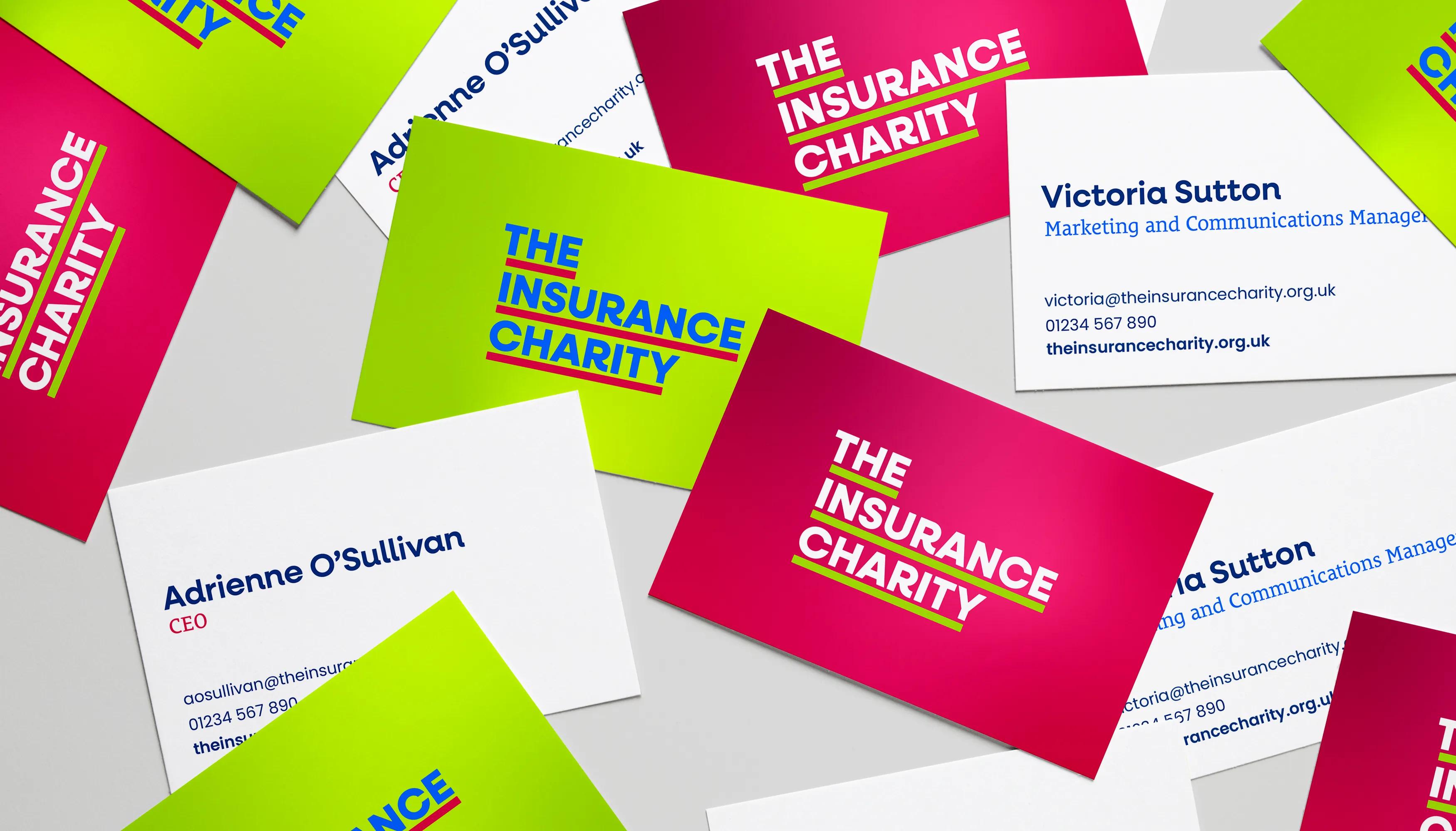 Business cards for the insurance charity