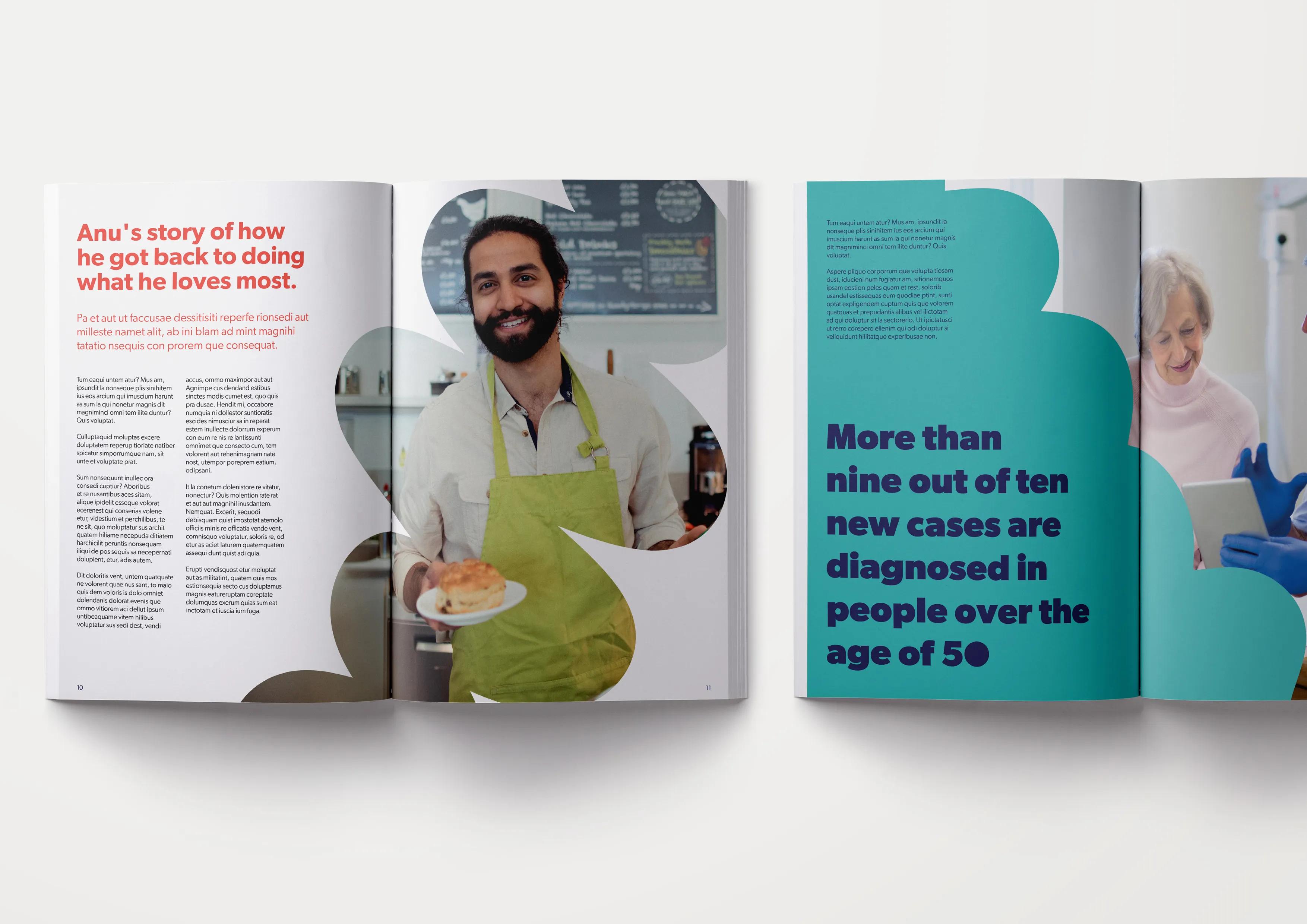Editorial spreads for bowel research uk
