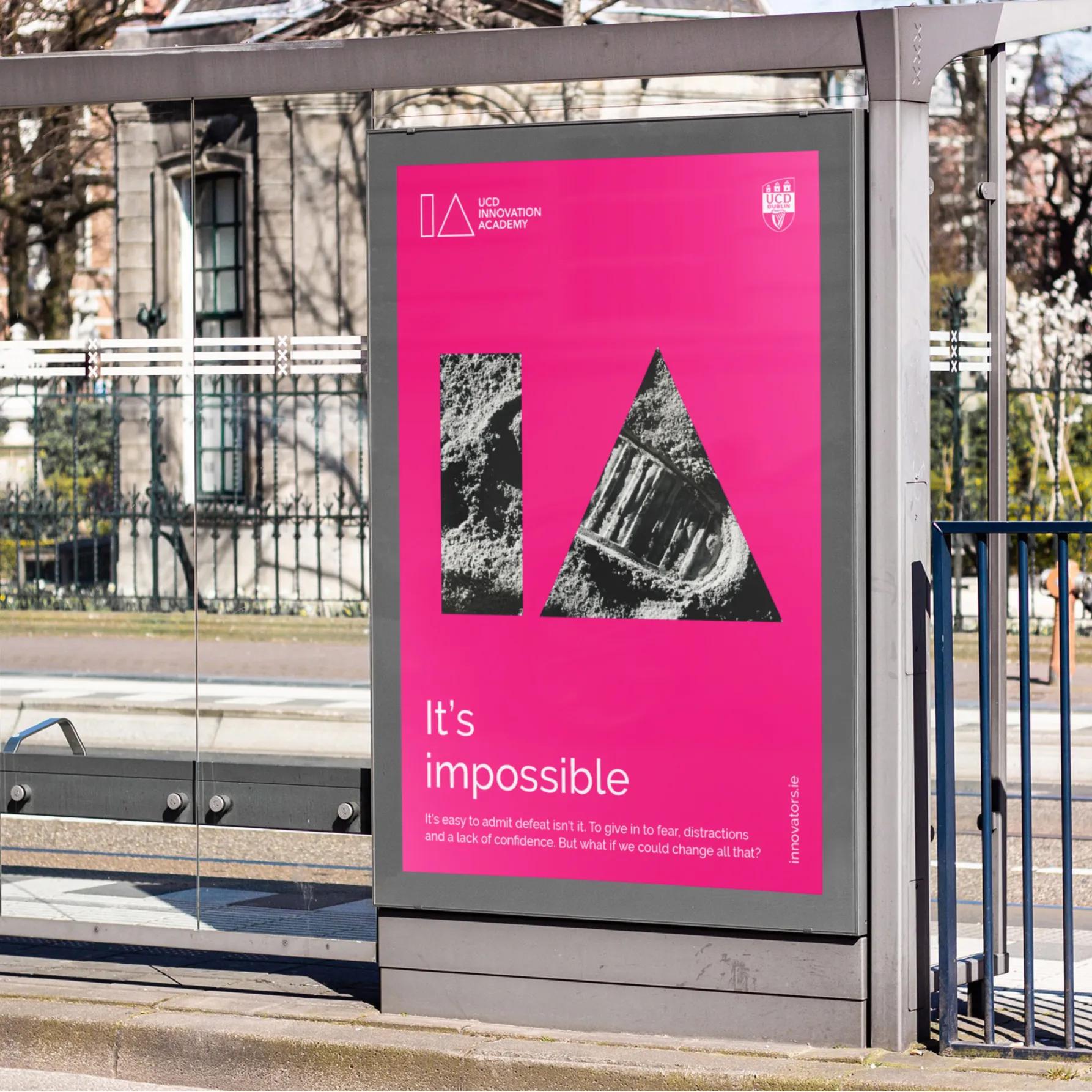 Bus advertisement with the caption 'it's impossible'