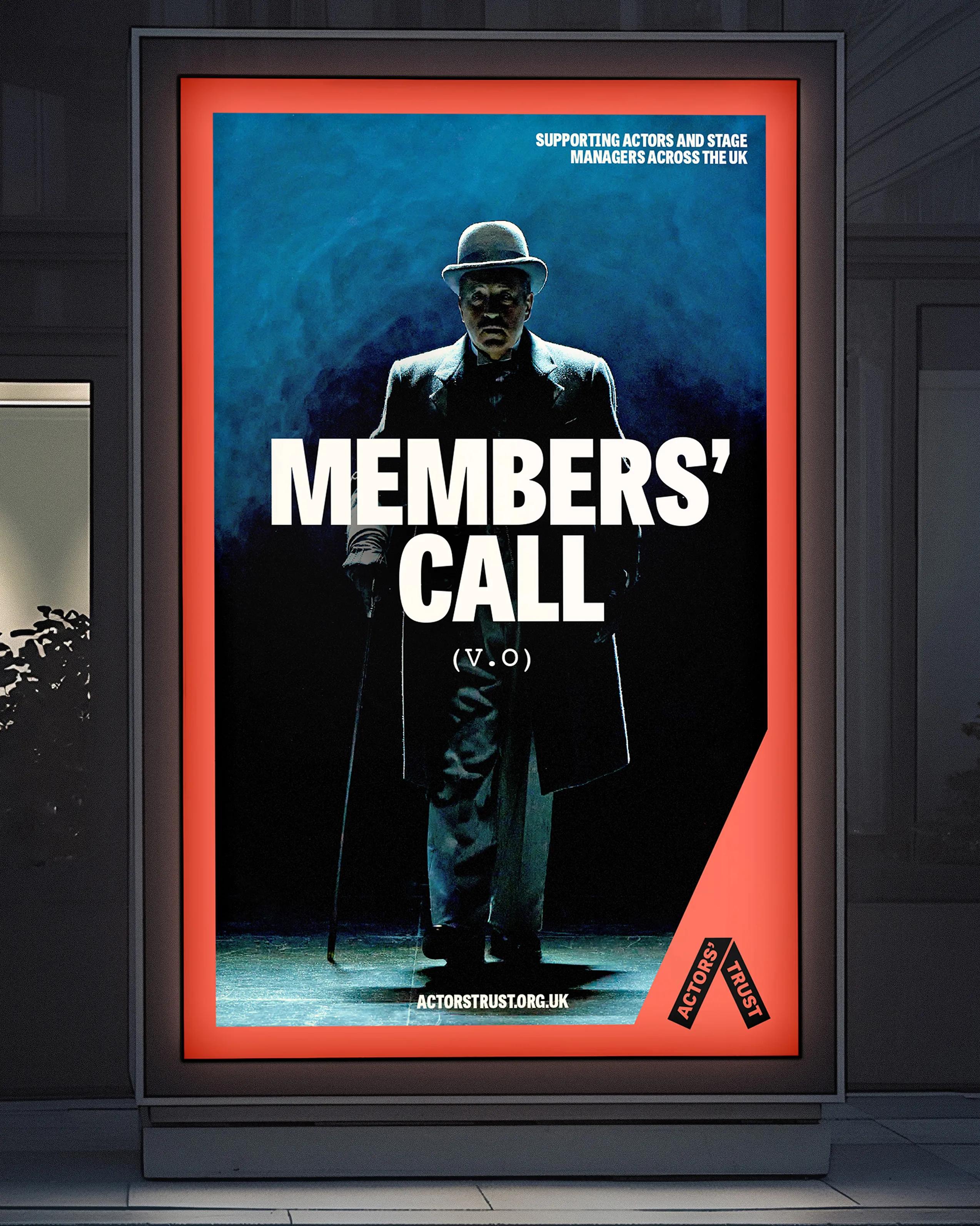 Actors trust poster saying members call