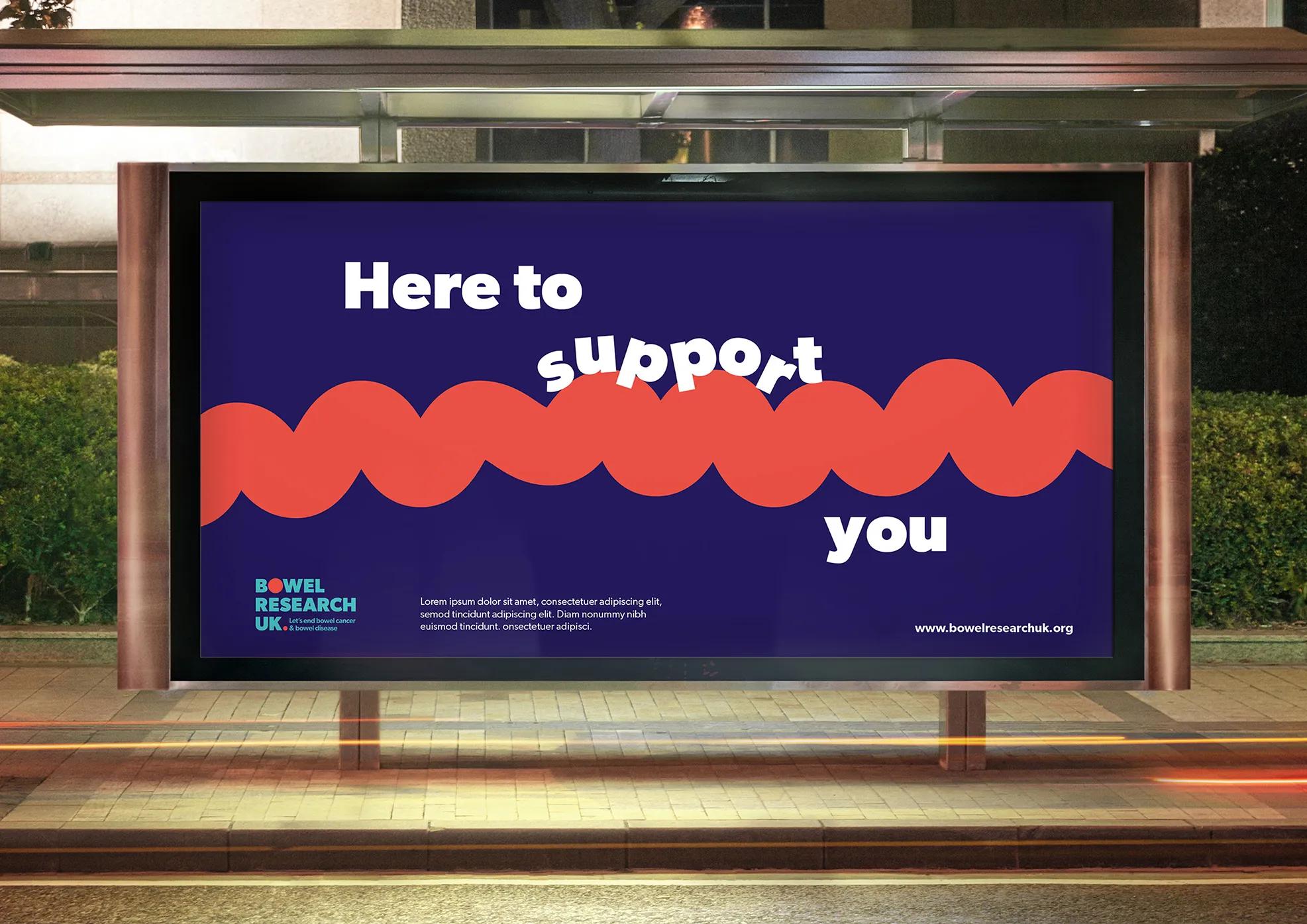 Bus advertisement with the caption 'here to support you'