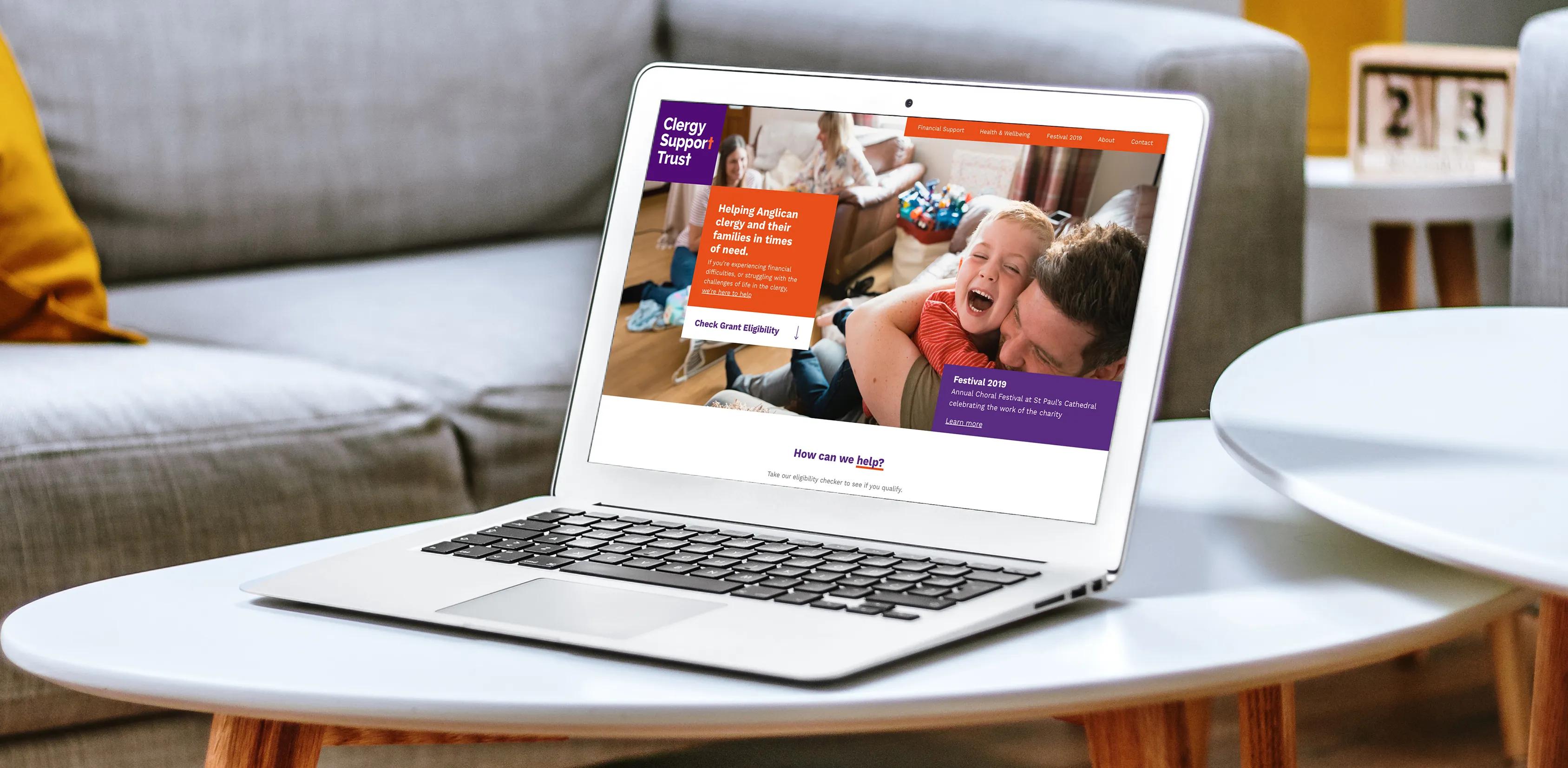 Website shown on the laptop 