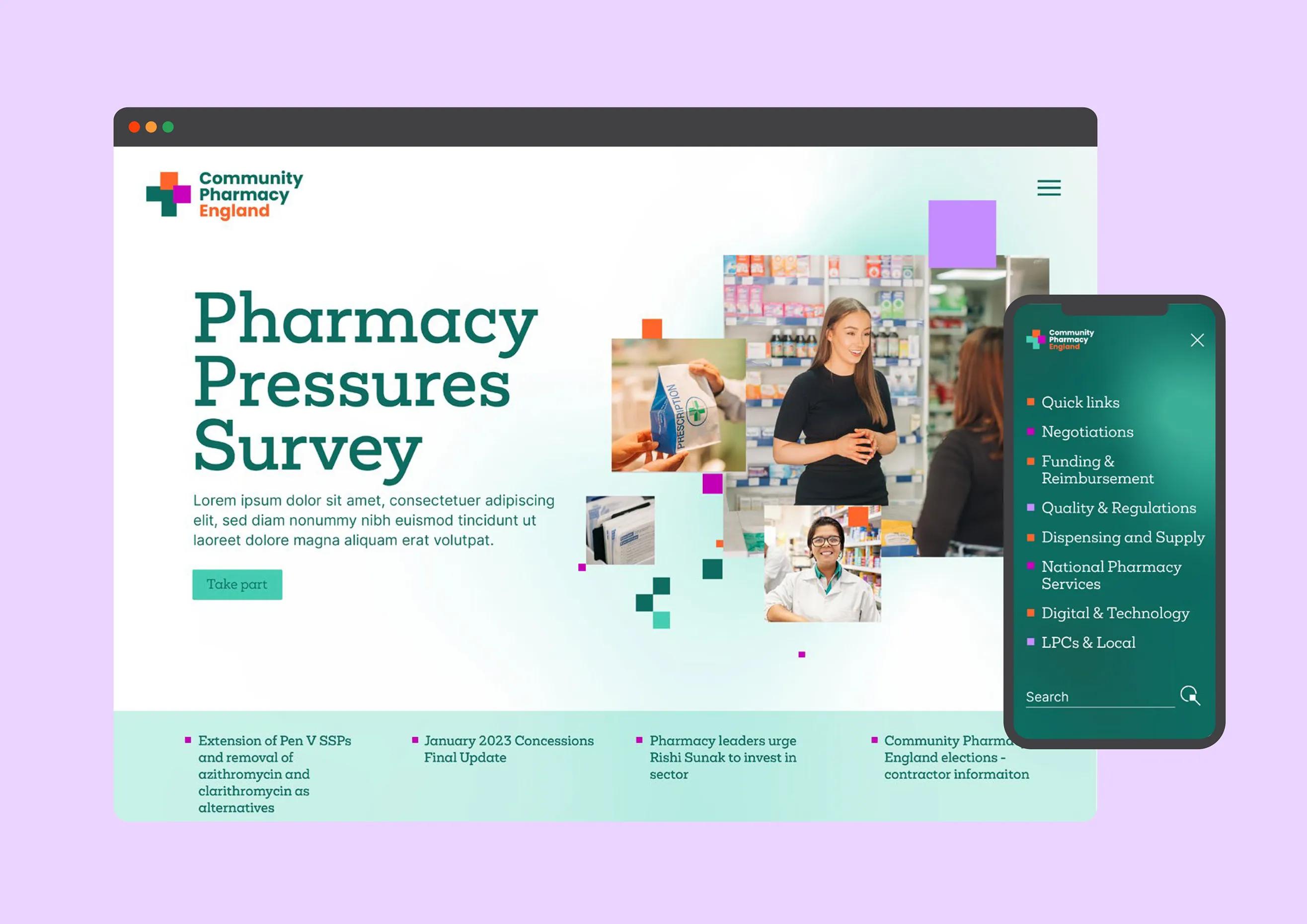 CPE website homepage and mobile example
