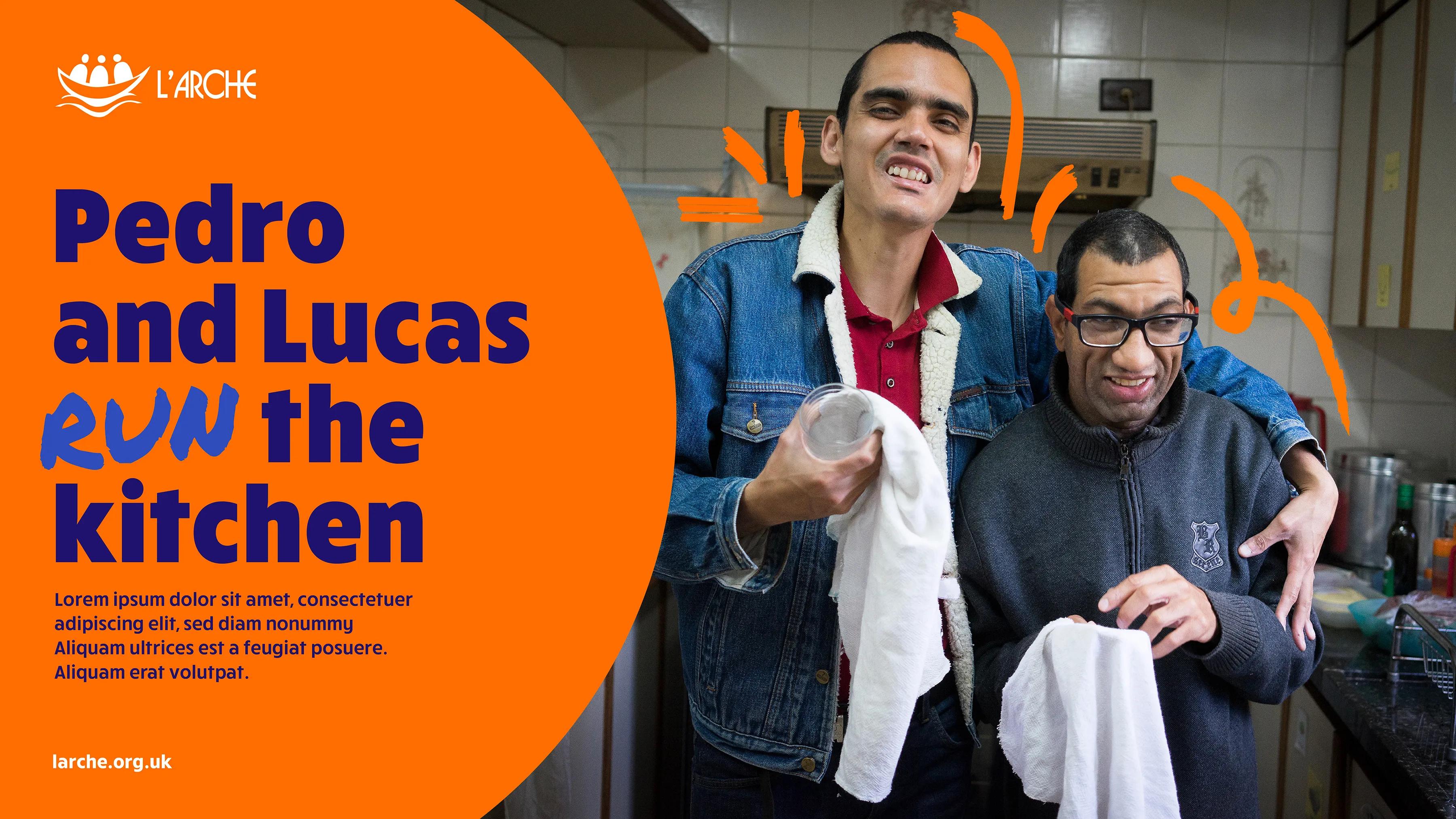 Advertisement saying 'Pedro and Lucas run the kitchen'
