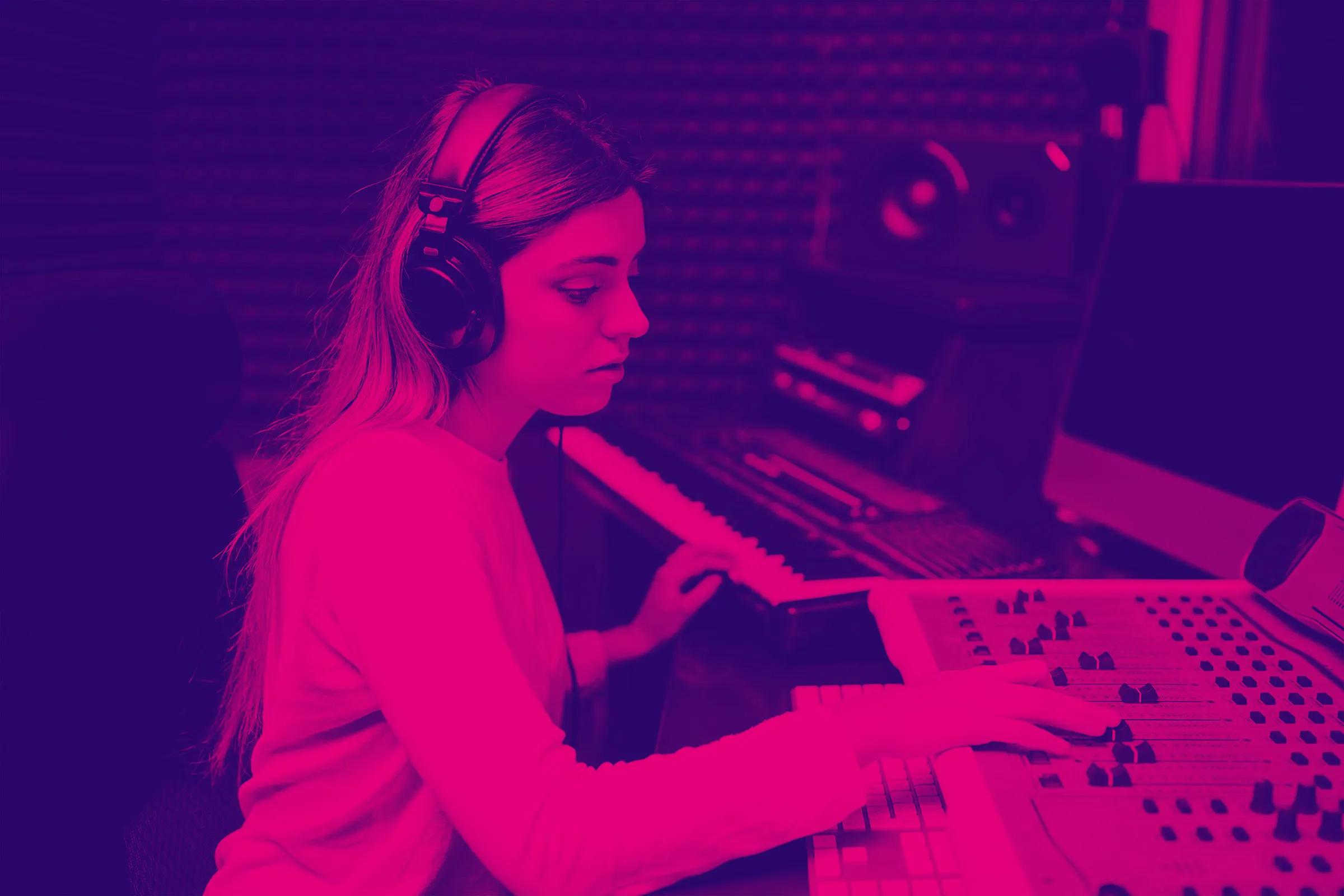 girl making music