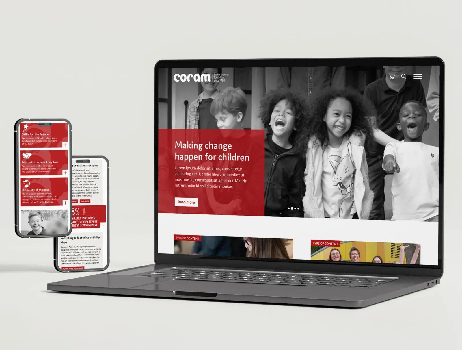 Website on laptop and mobiles