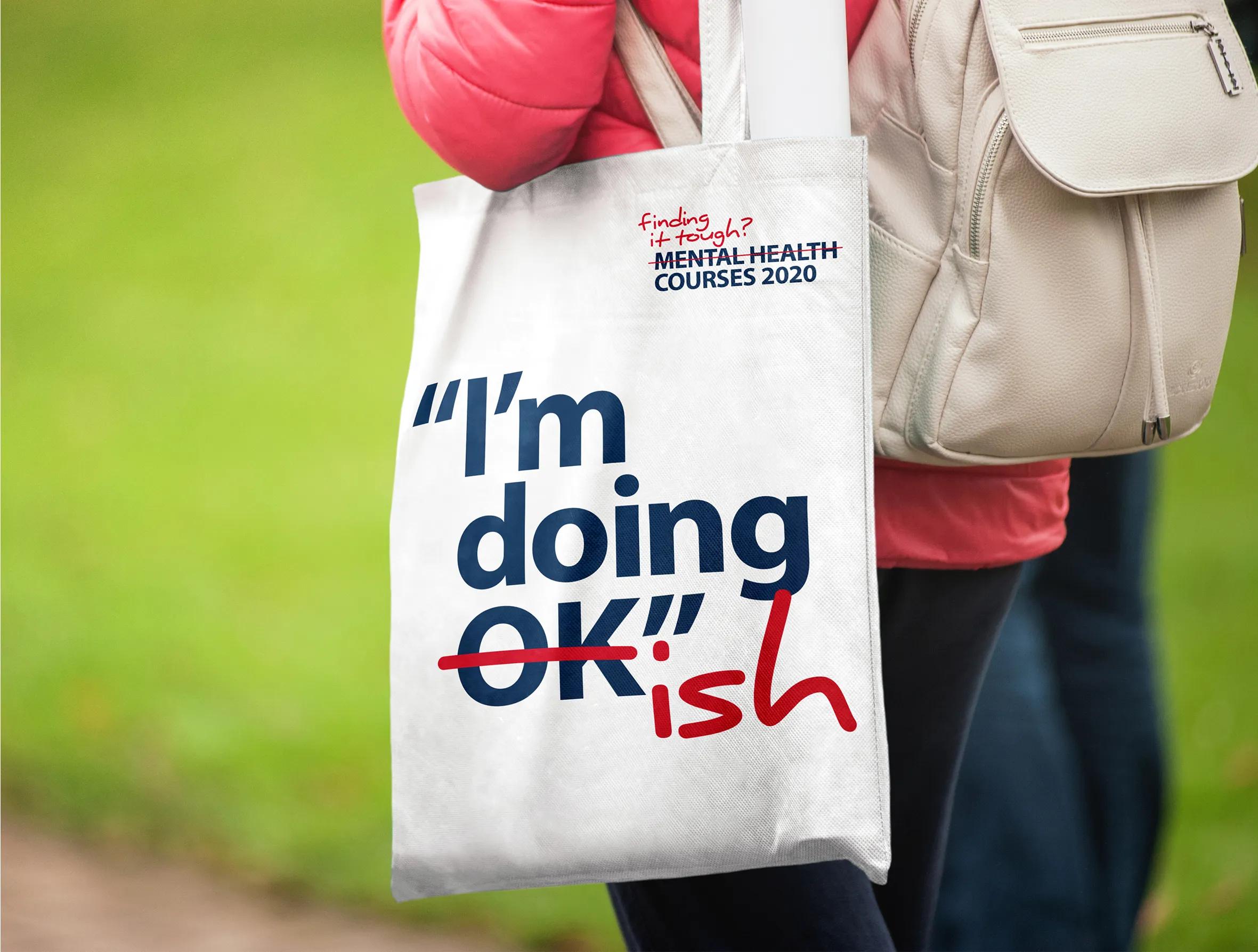 Tote bag with the caption 'I'm doing ok ish'