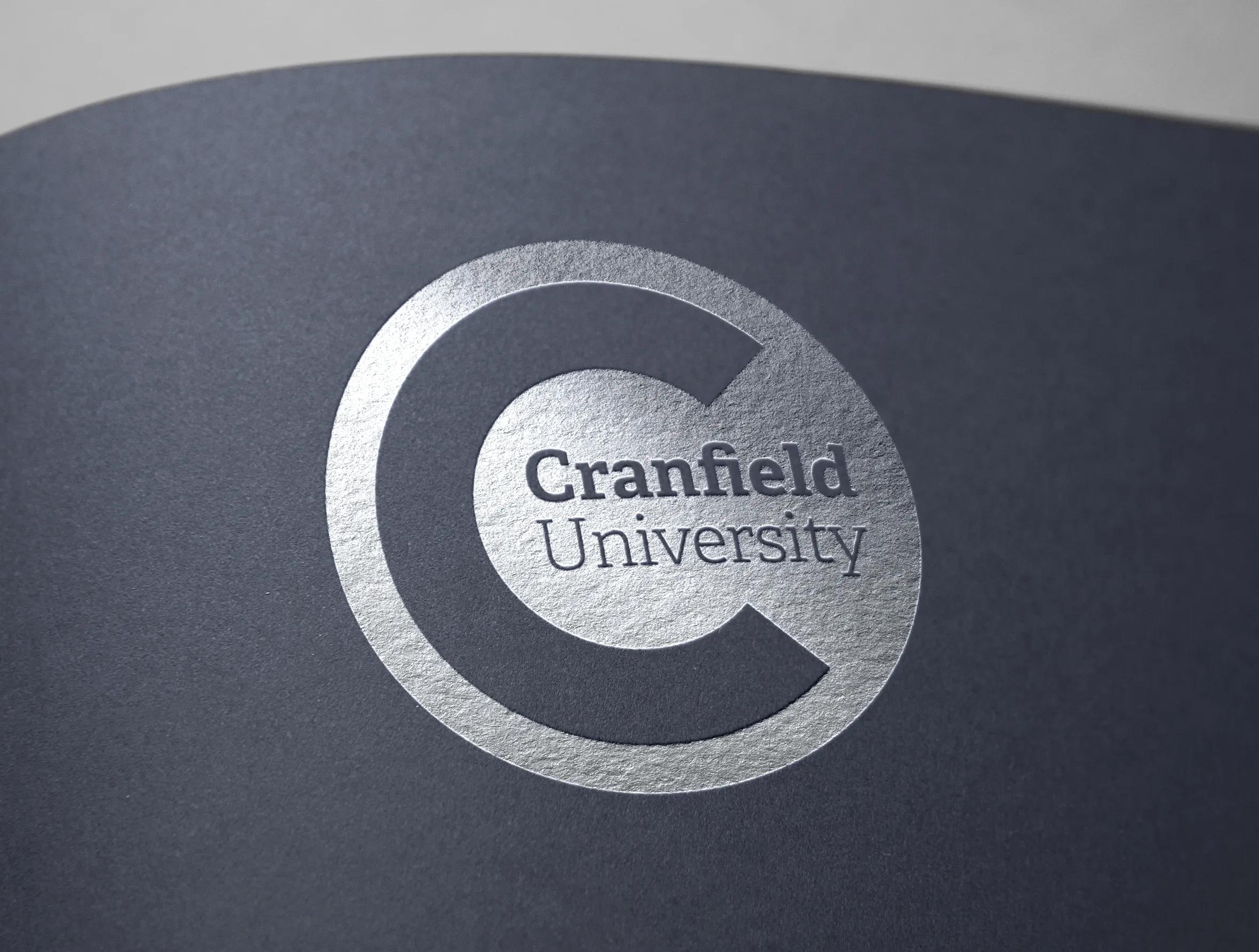 Cranfield logo in silver foil