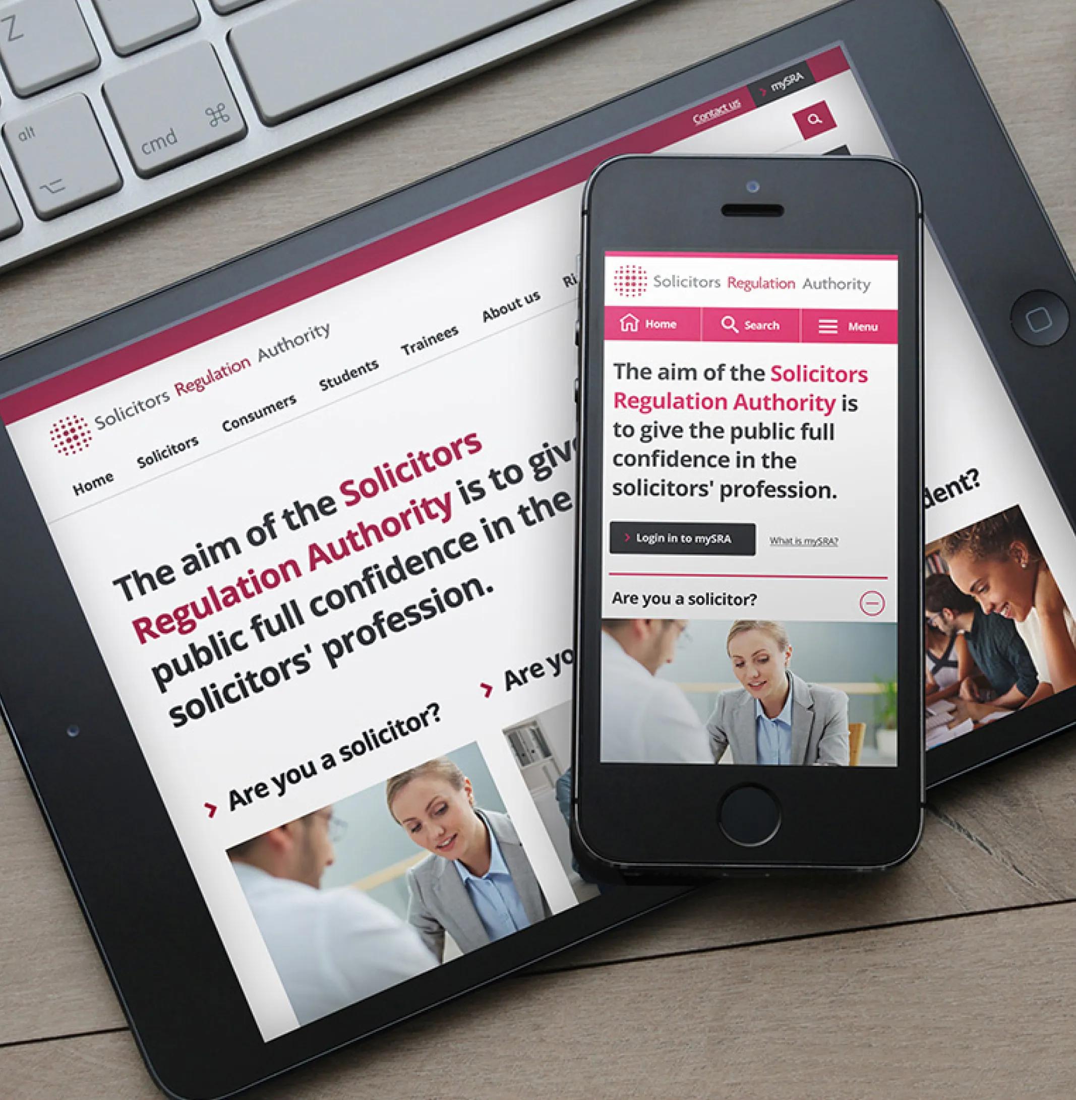 Website shown on an ipad and iphone