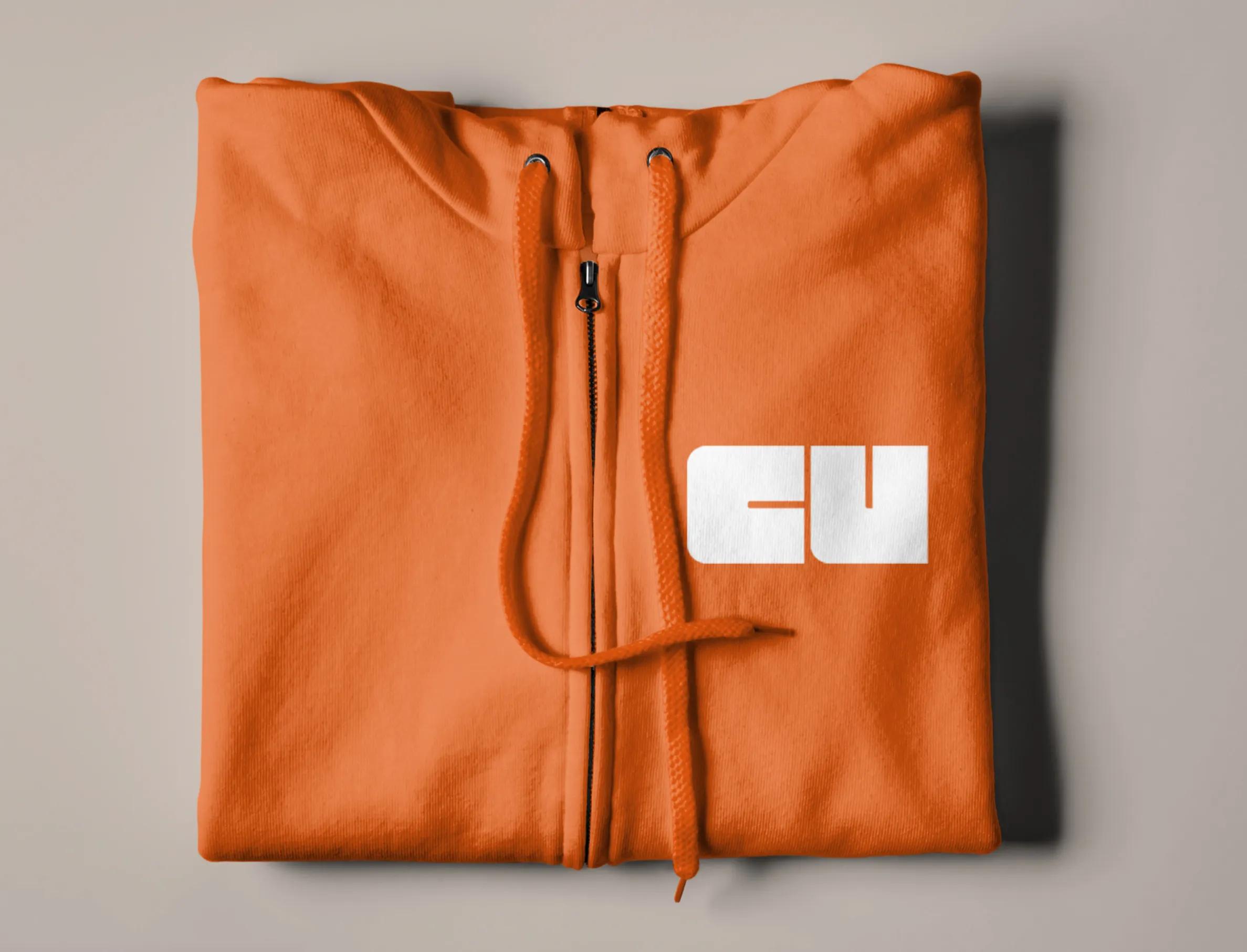 Christian Union branded orange hoodie
