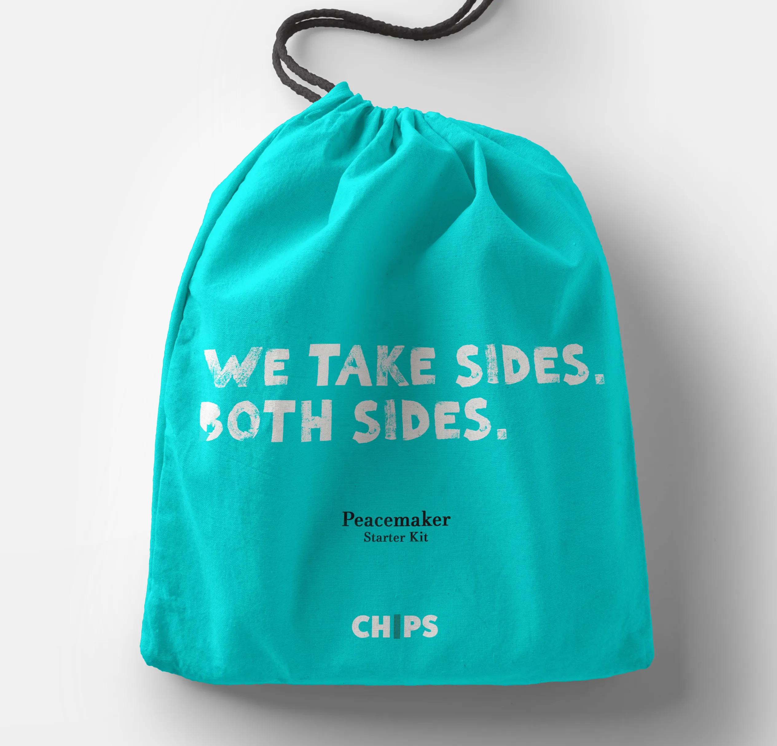 Branded light blue bag
