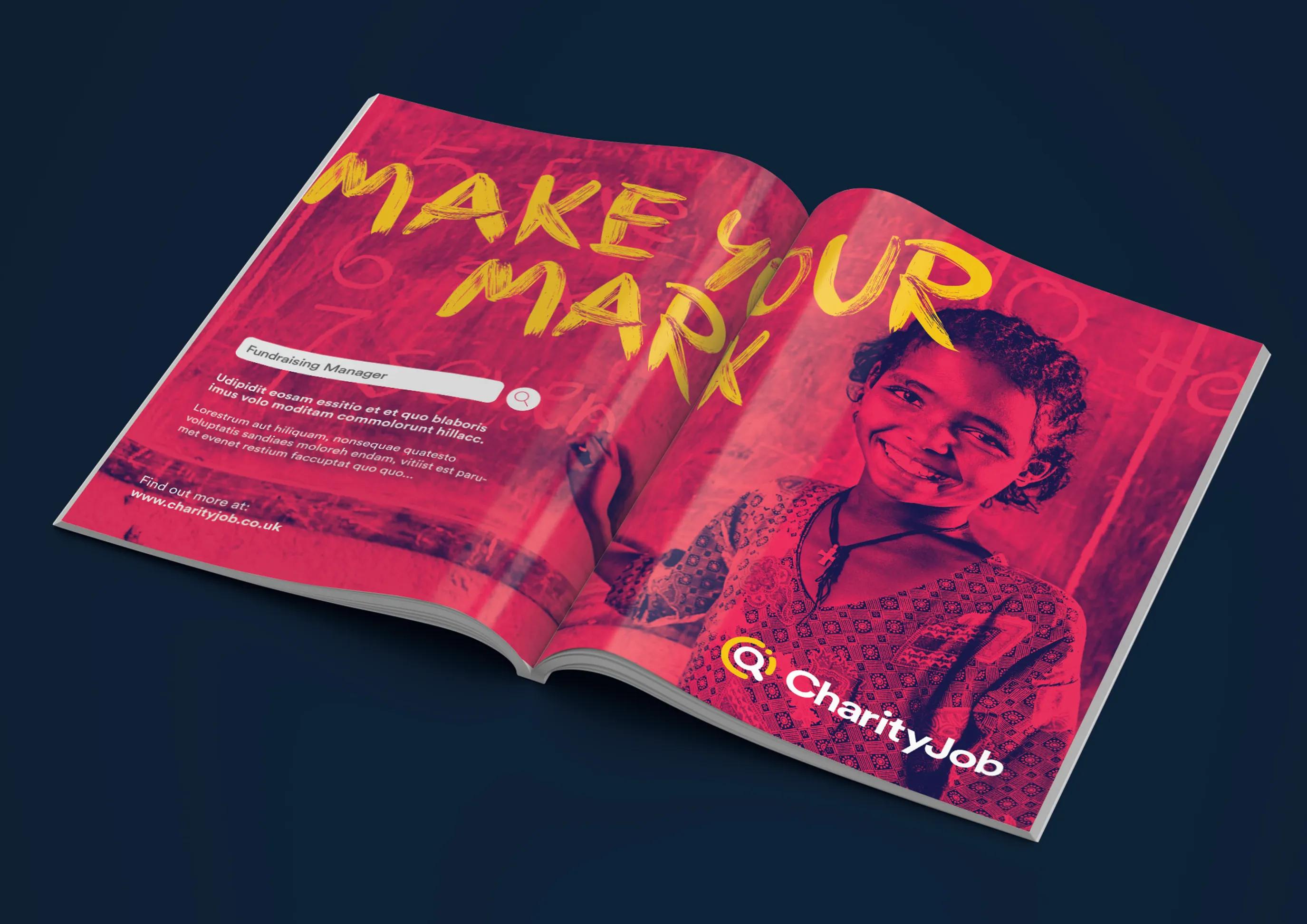 Double page spread with the title 'make your mark'
