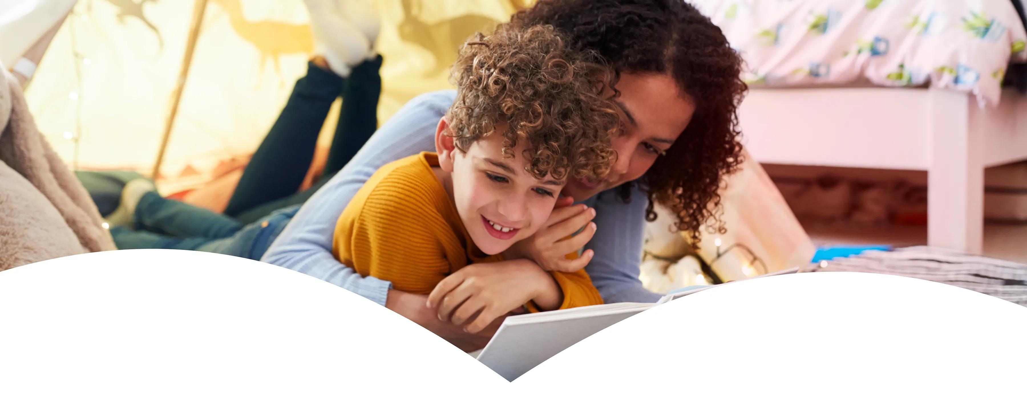 Woman reading to her son