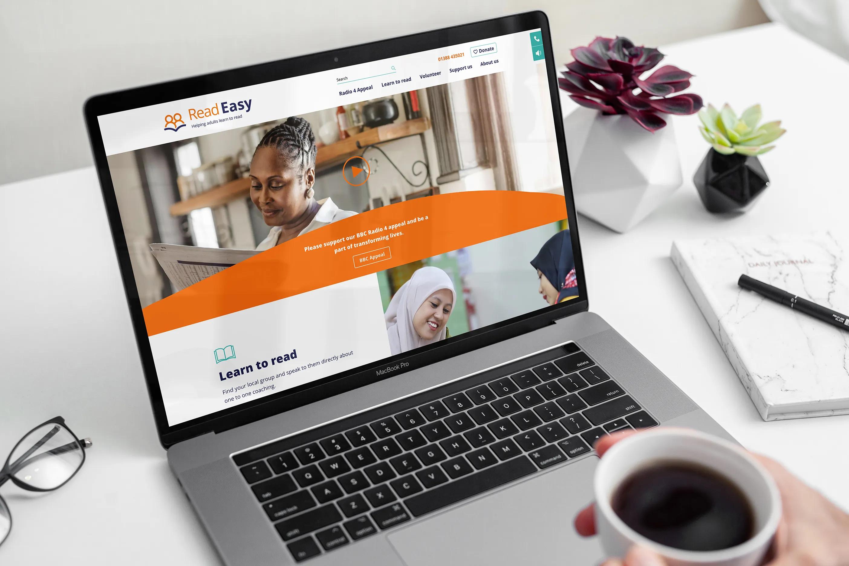 Homepage displayed on a laptop