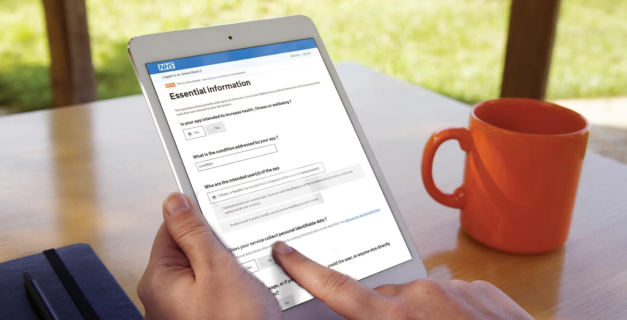 Website shown on ipad