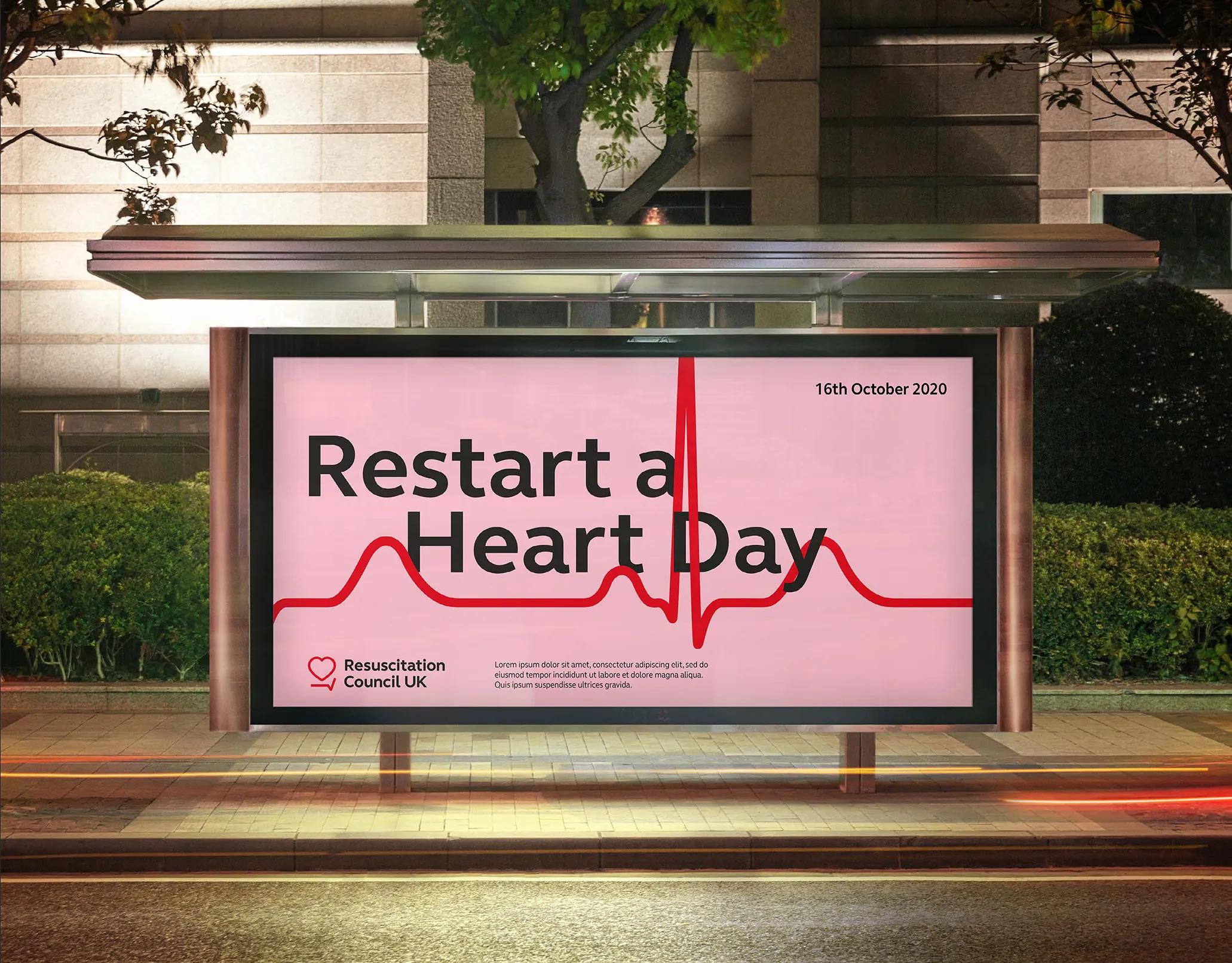 resus bus advertisement with the caption 'restart a heart day'