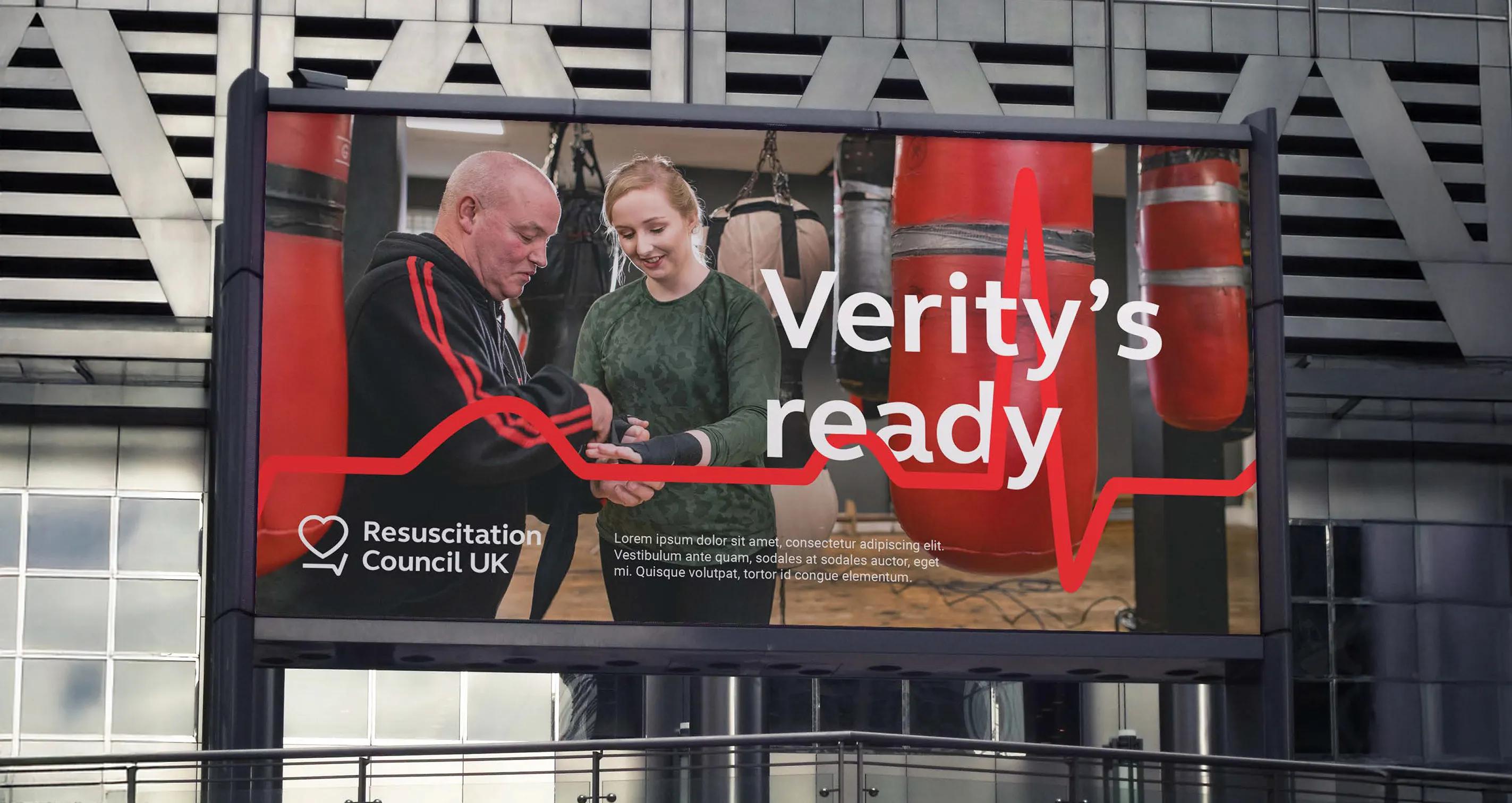 Poster for resuscitation council uk with the caption 'verity's ready'