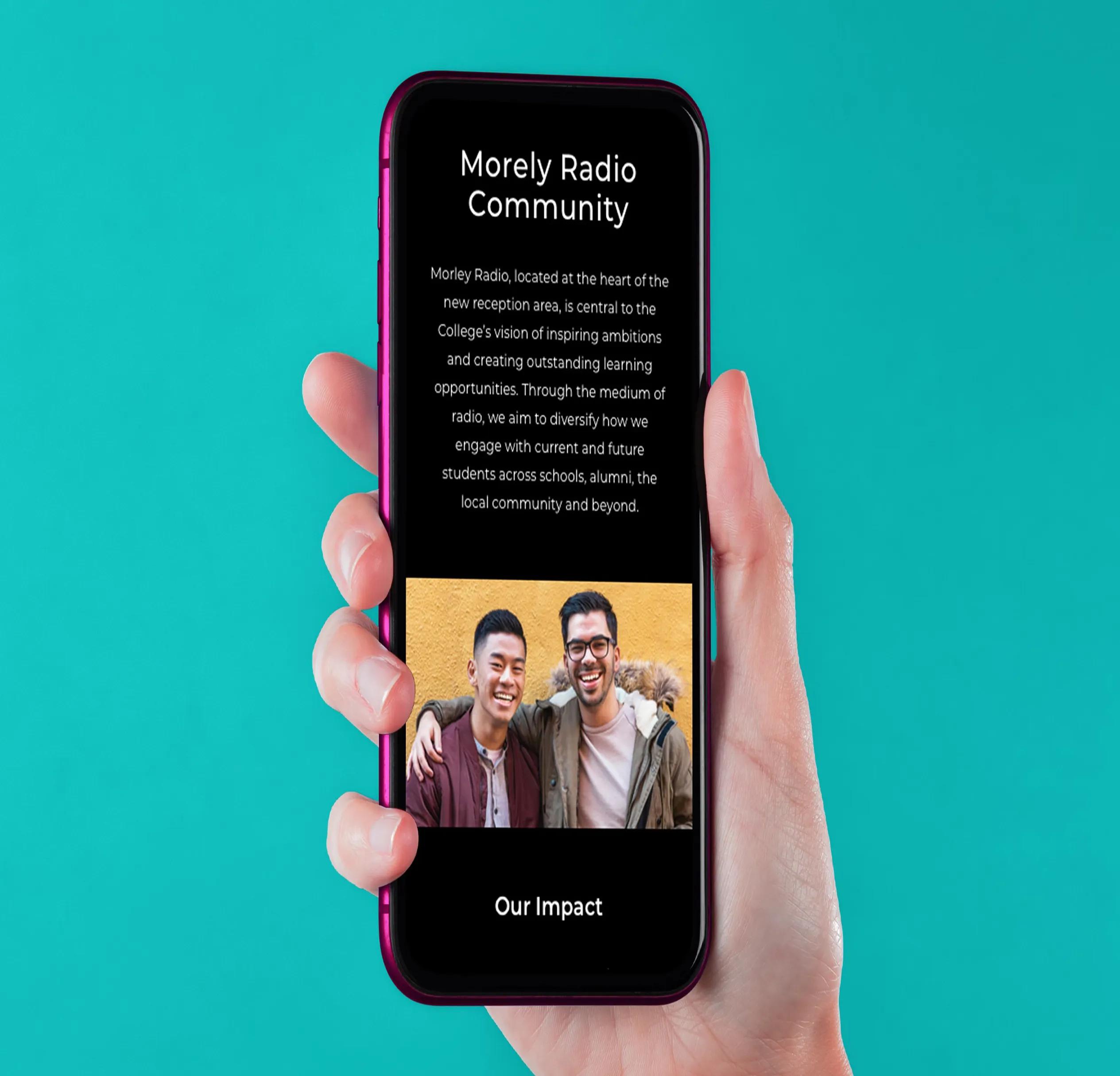 Website shown on iphone