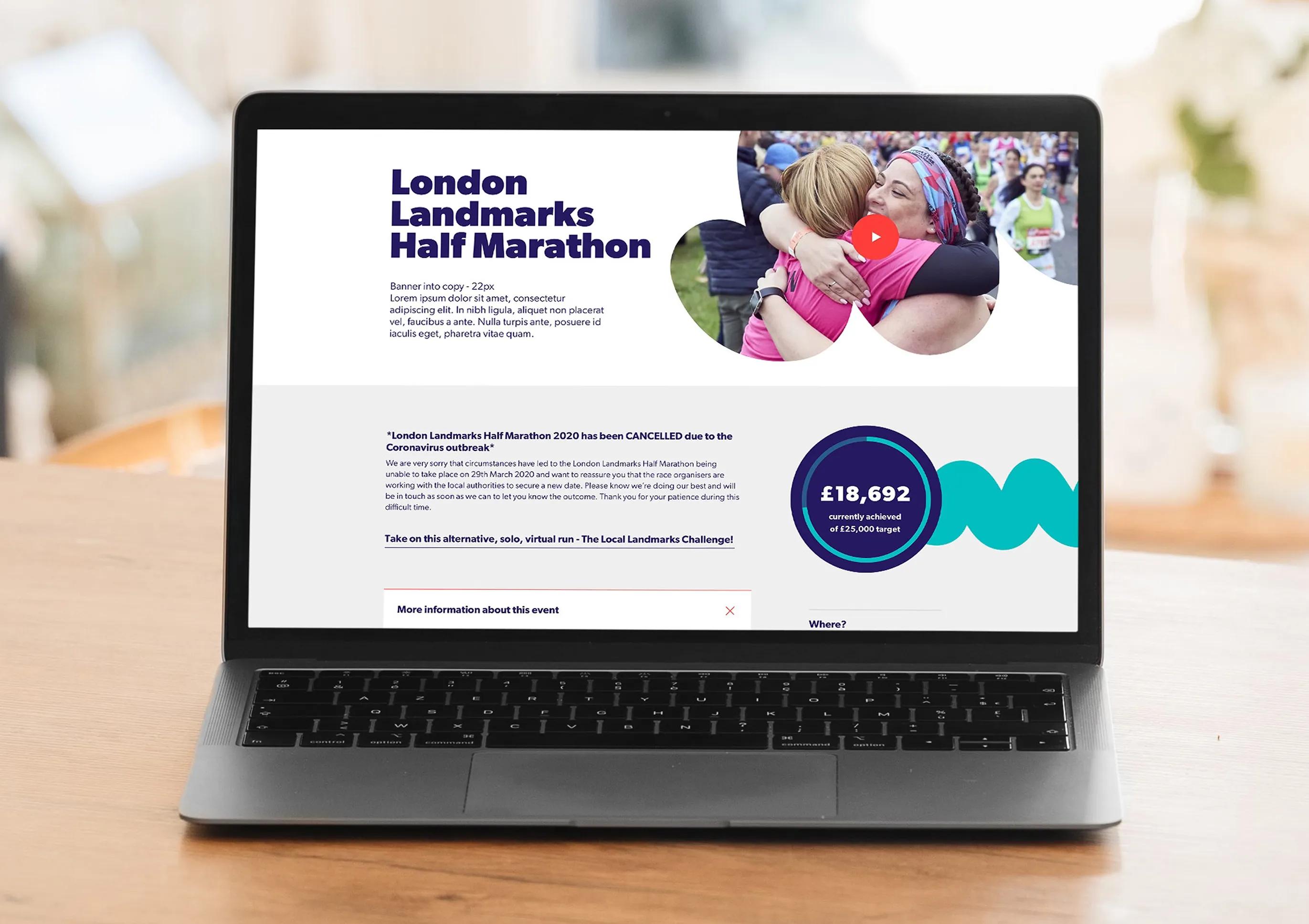Website shown on the laptop 