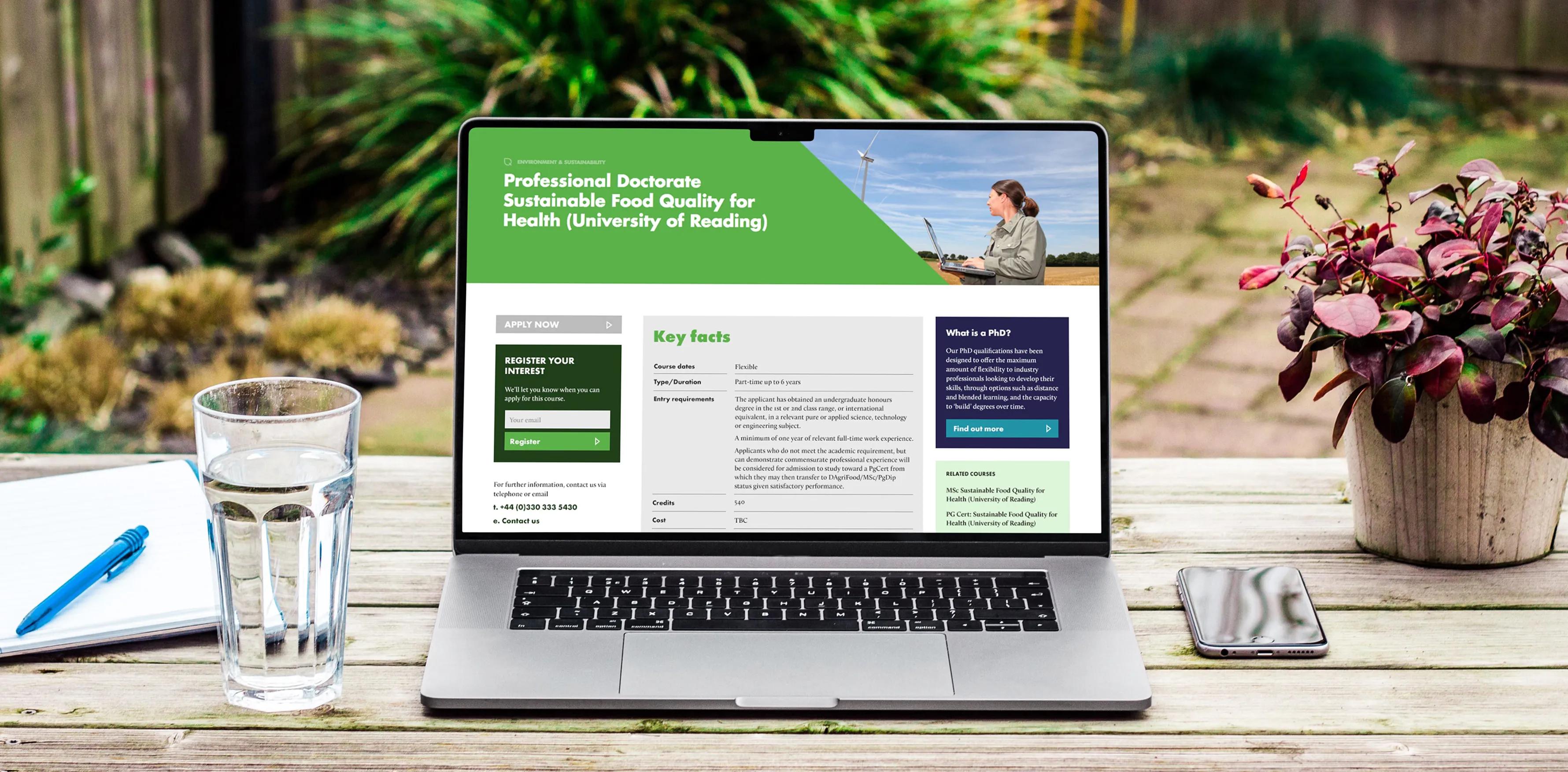 Website shown on the laptop 