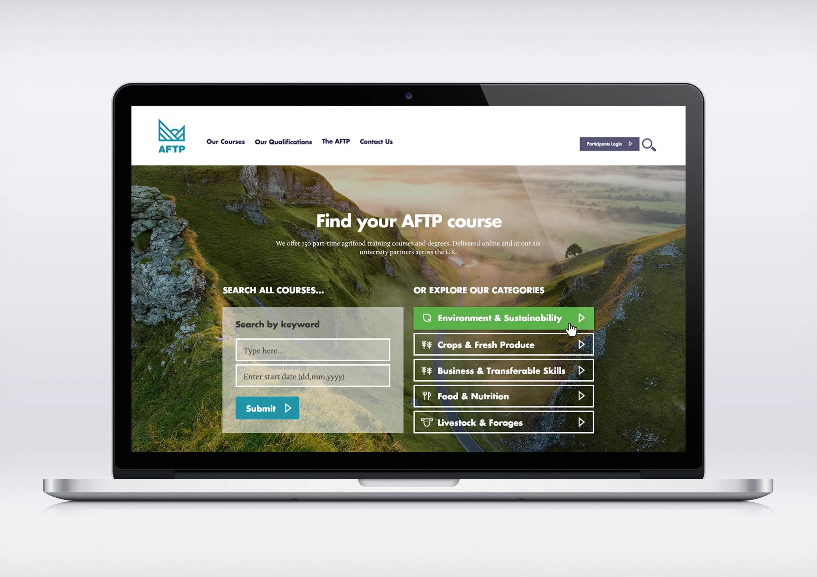 Website shown on the laptop 