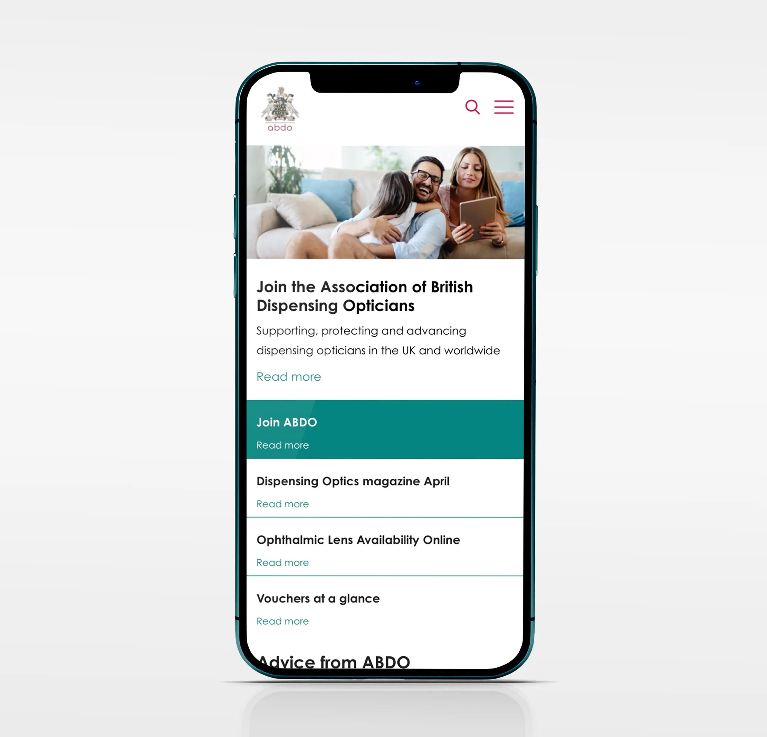 website shown on iphone