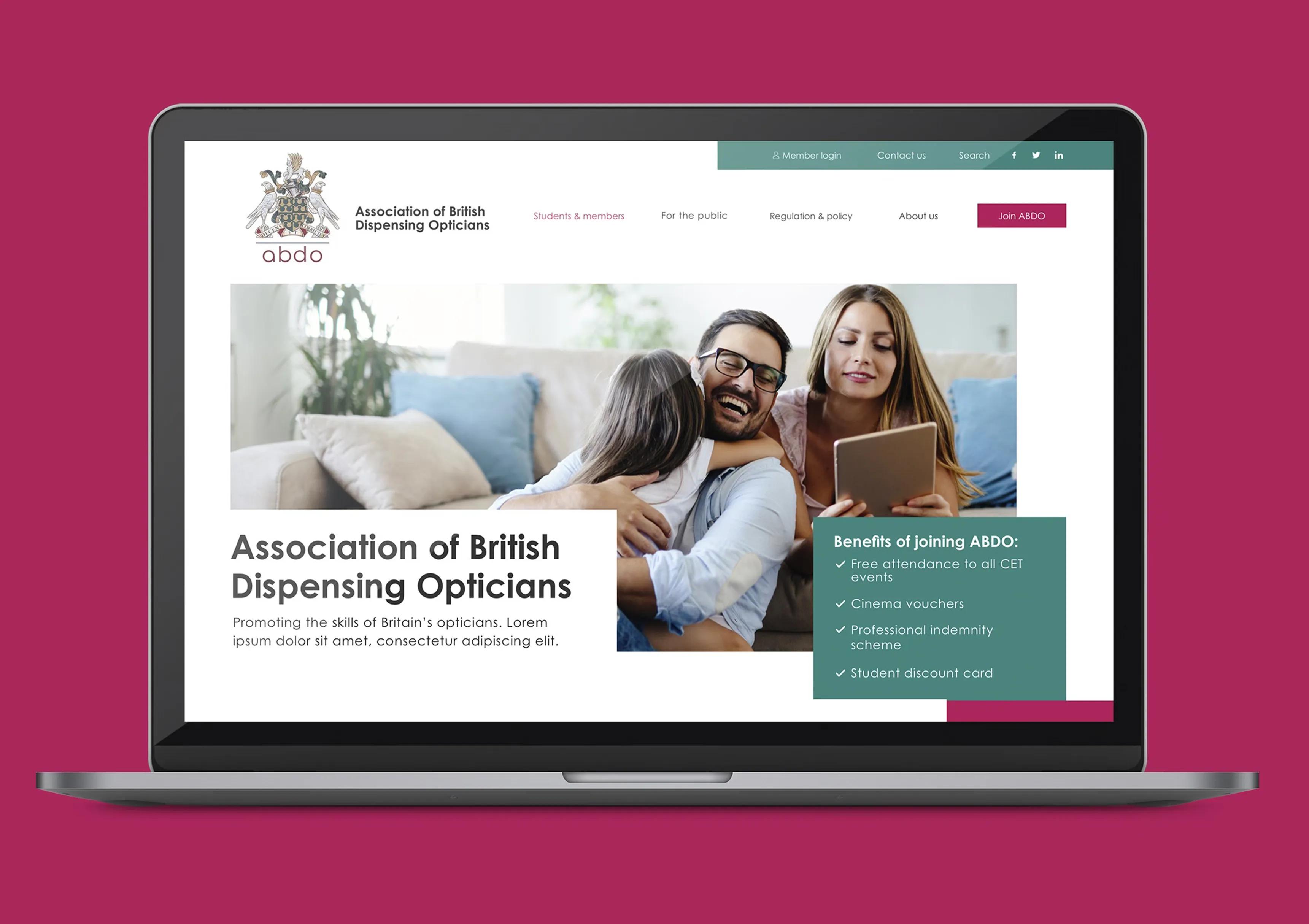website homepage shown on laptop