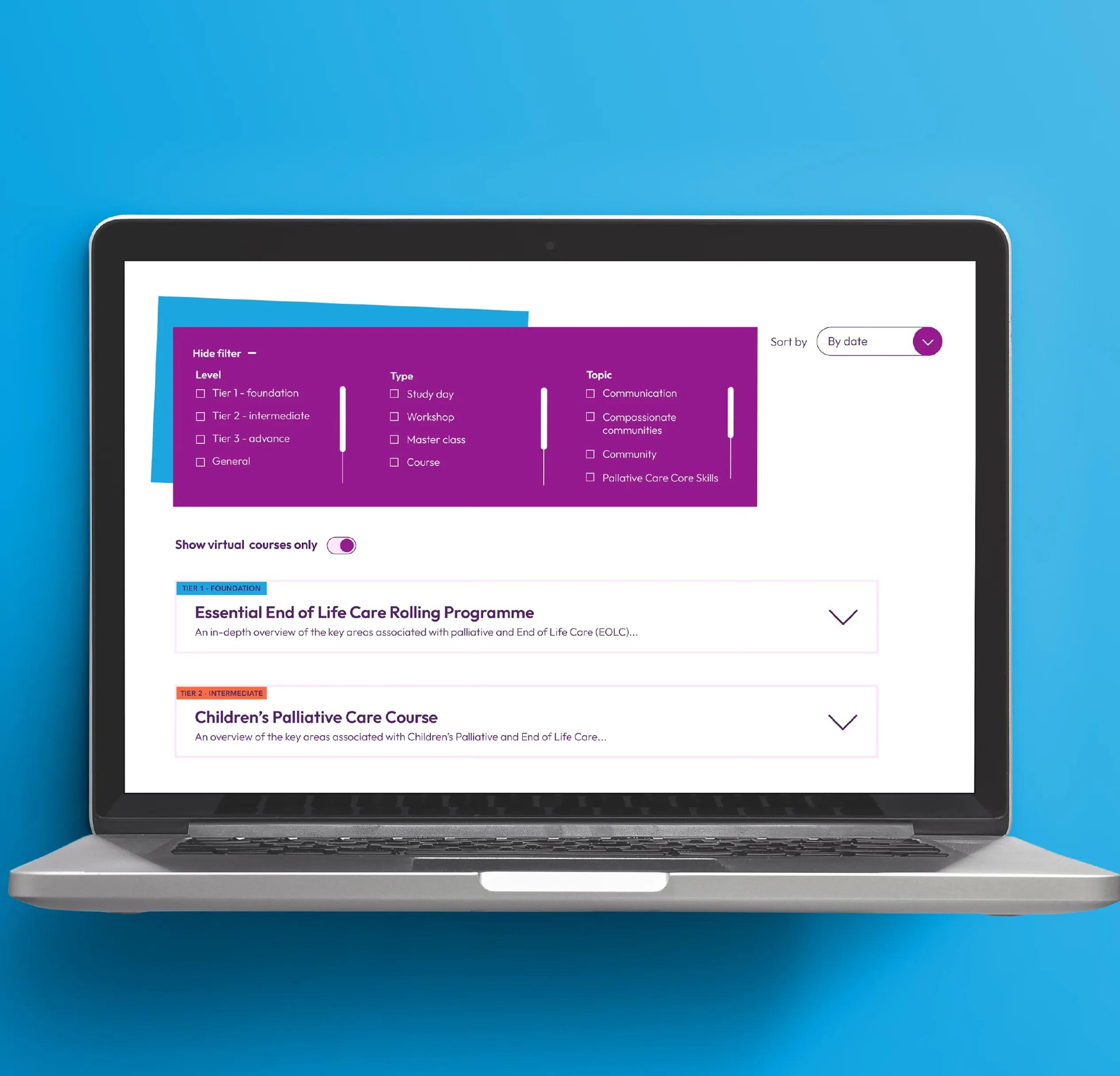 Website page showing the filters