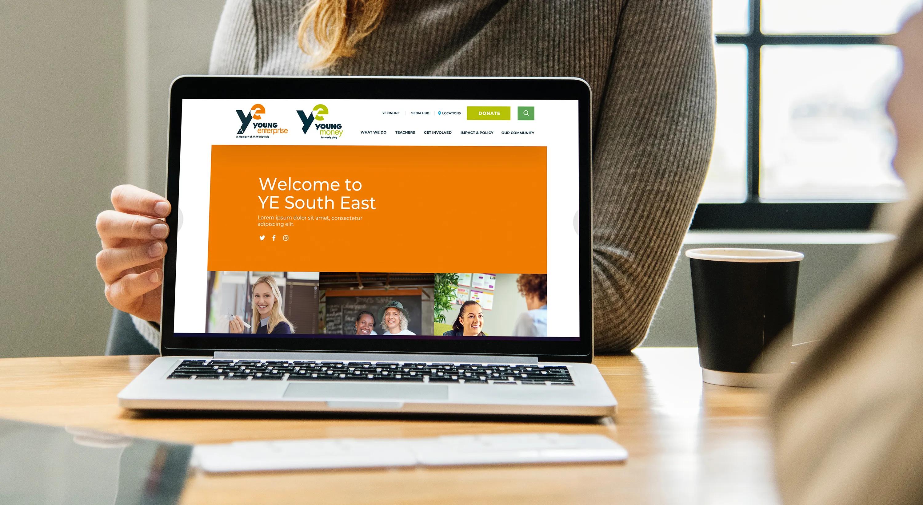 Website shown on the laptop 