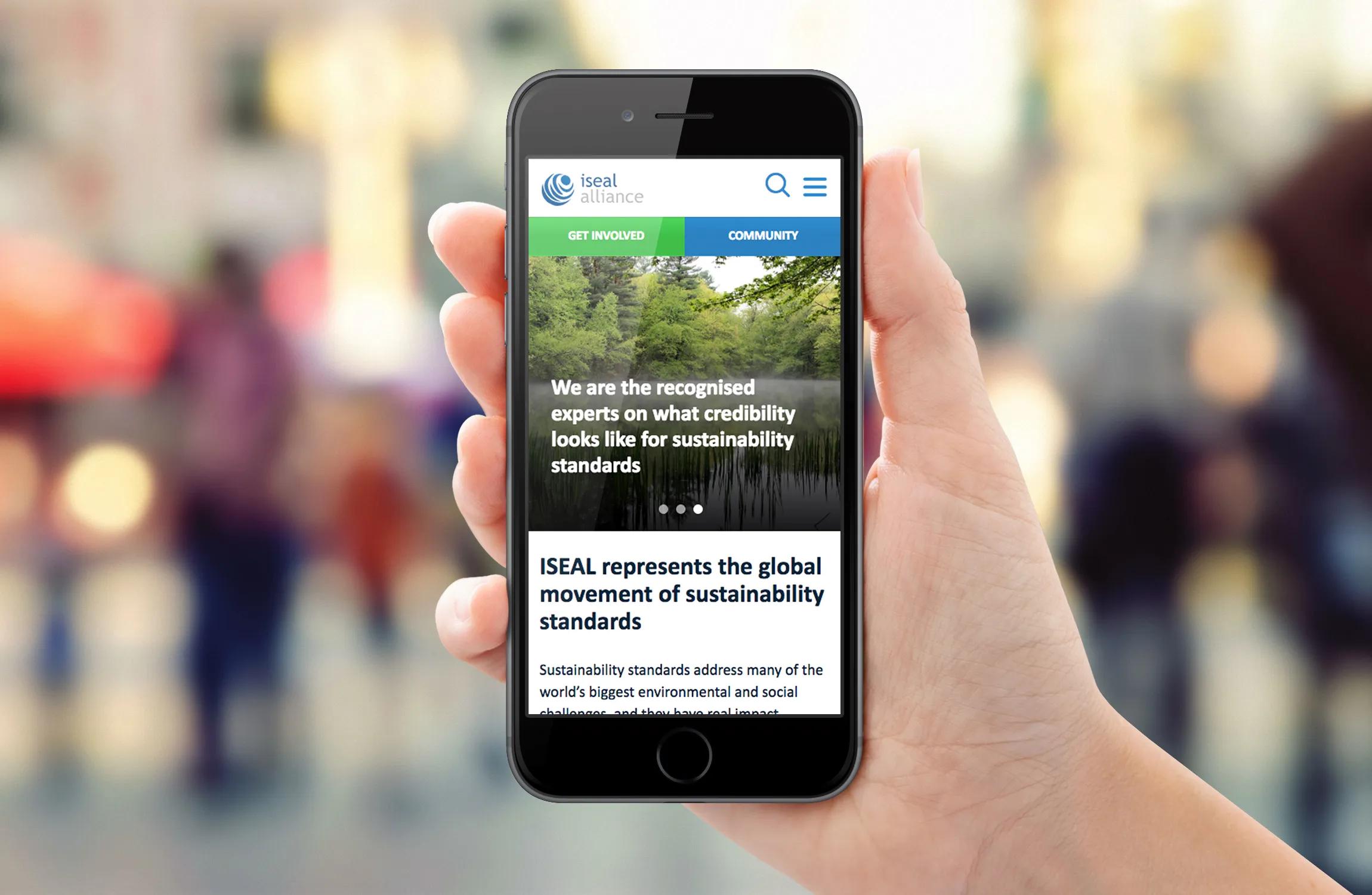 website shown on iphone