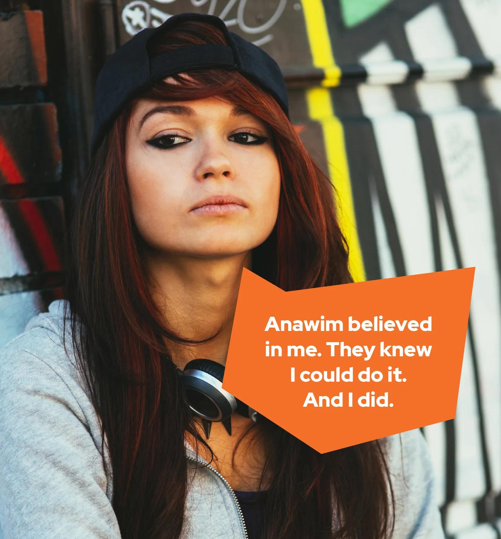 Quote from a woman saying 'anawim believed in me. They knew I could do it. And I did.'