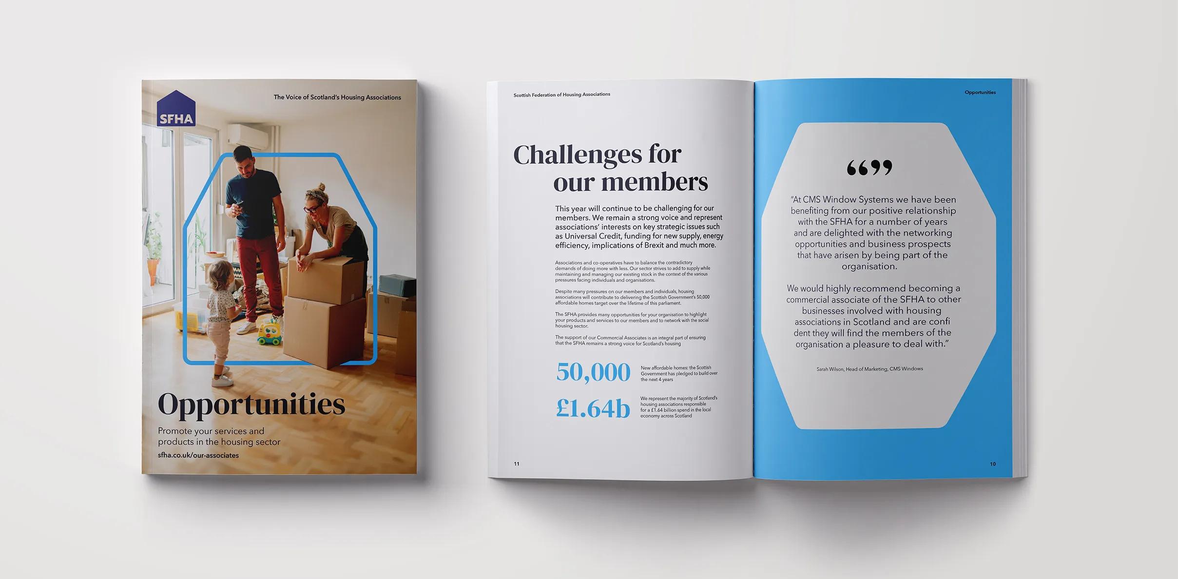 sfha brochure front cover and inside spread