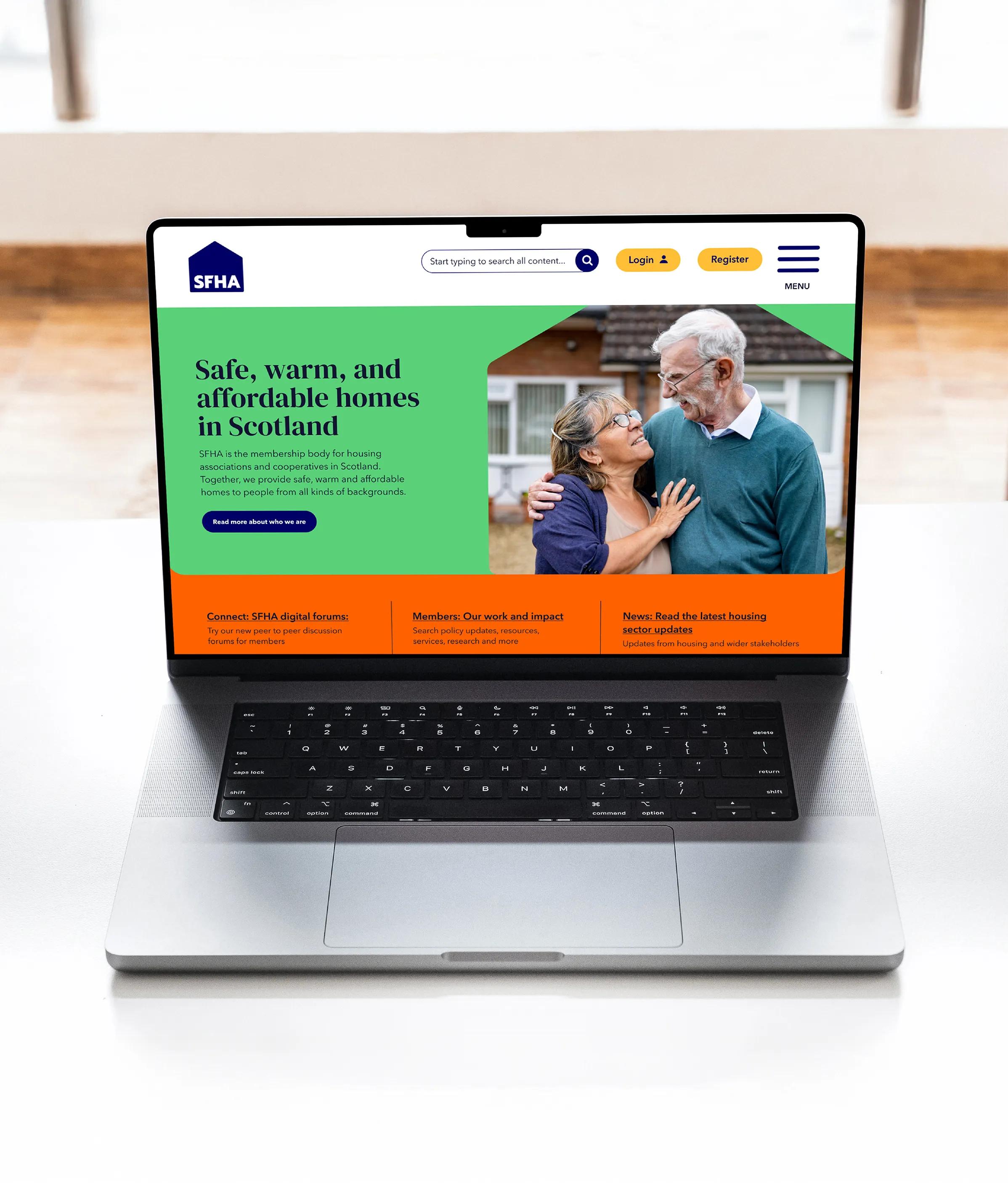 SFHA homepage displayed on a laptop