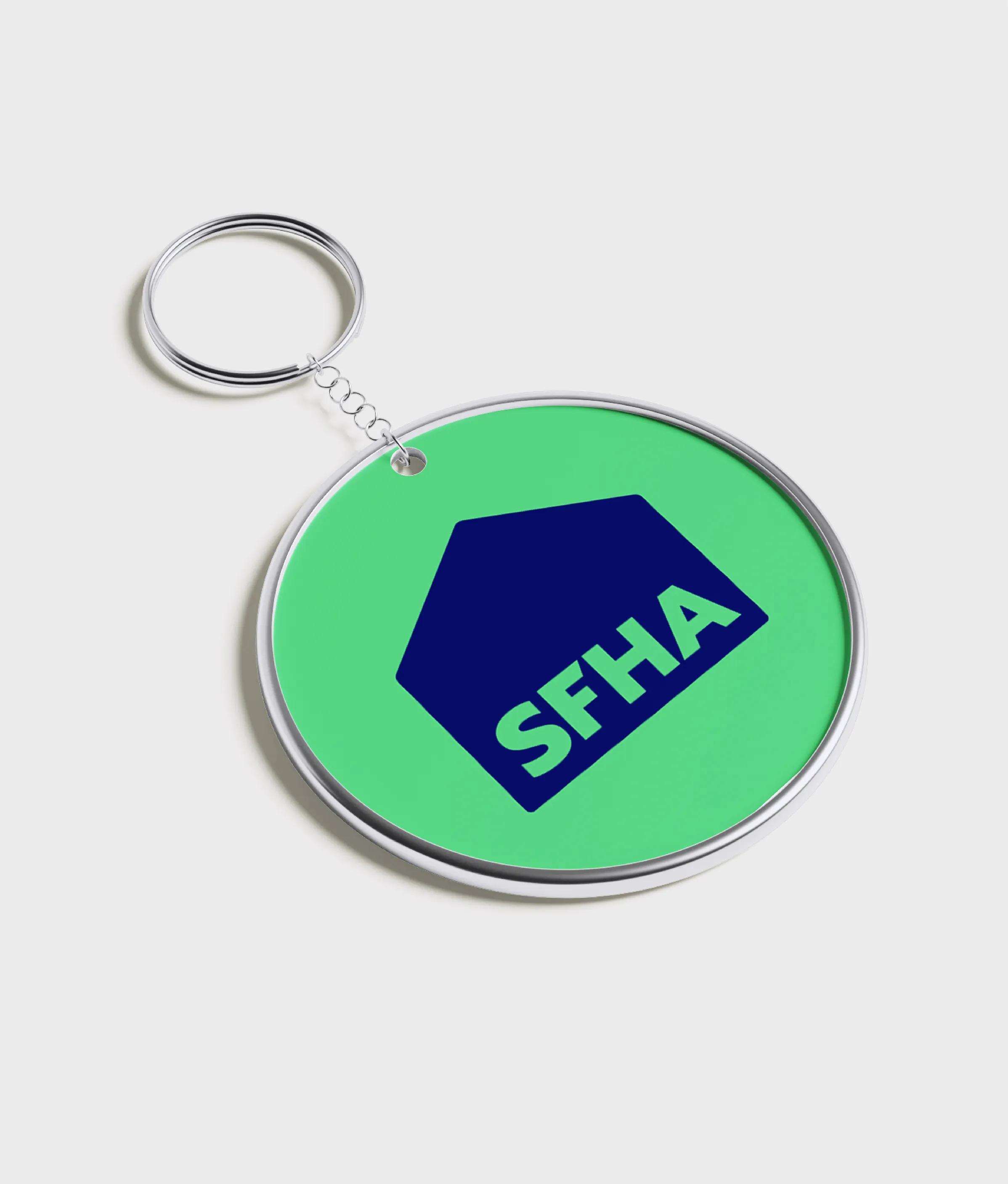 Branded keychain with sfha logo