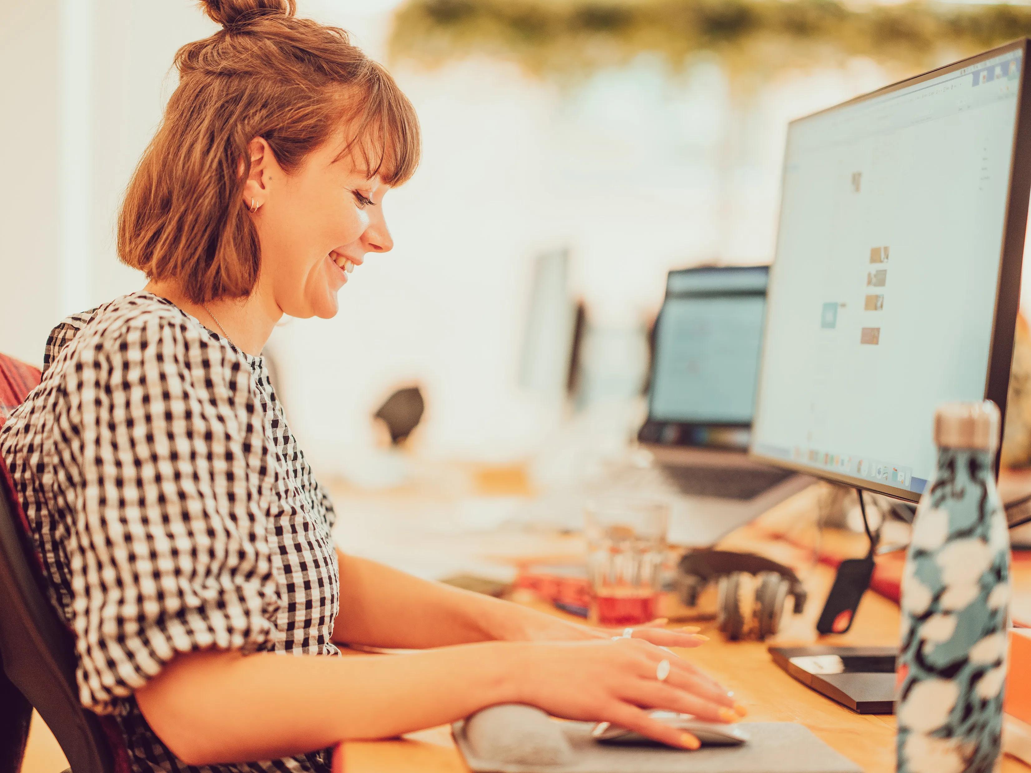 Josie working at her desk