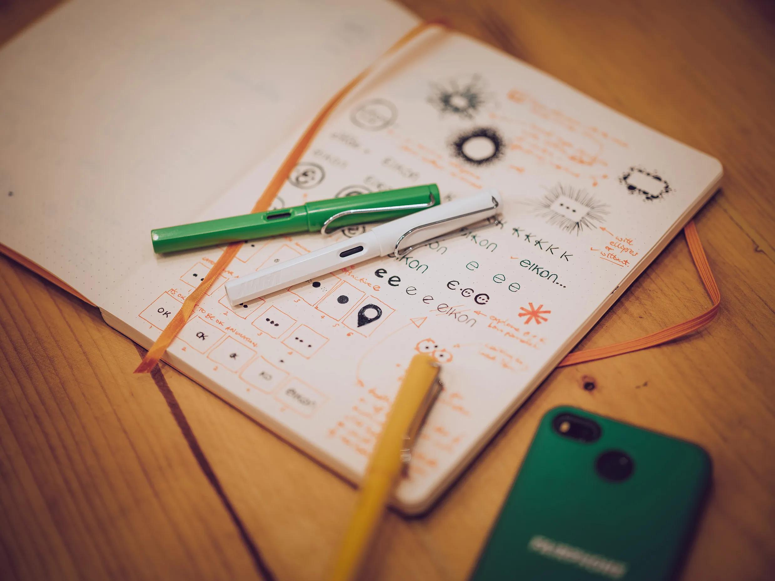 Notebook with sketches