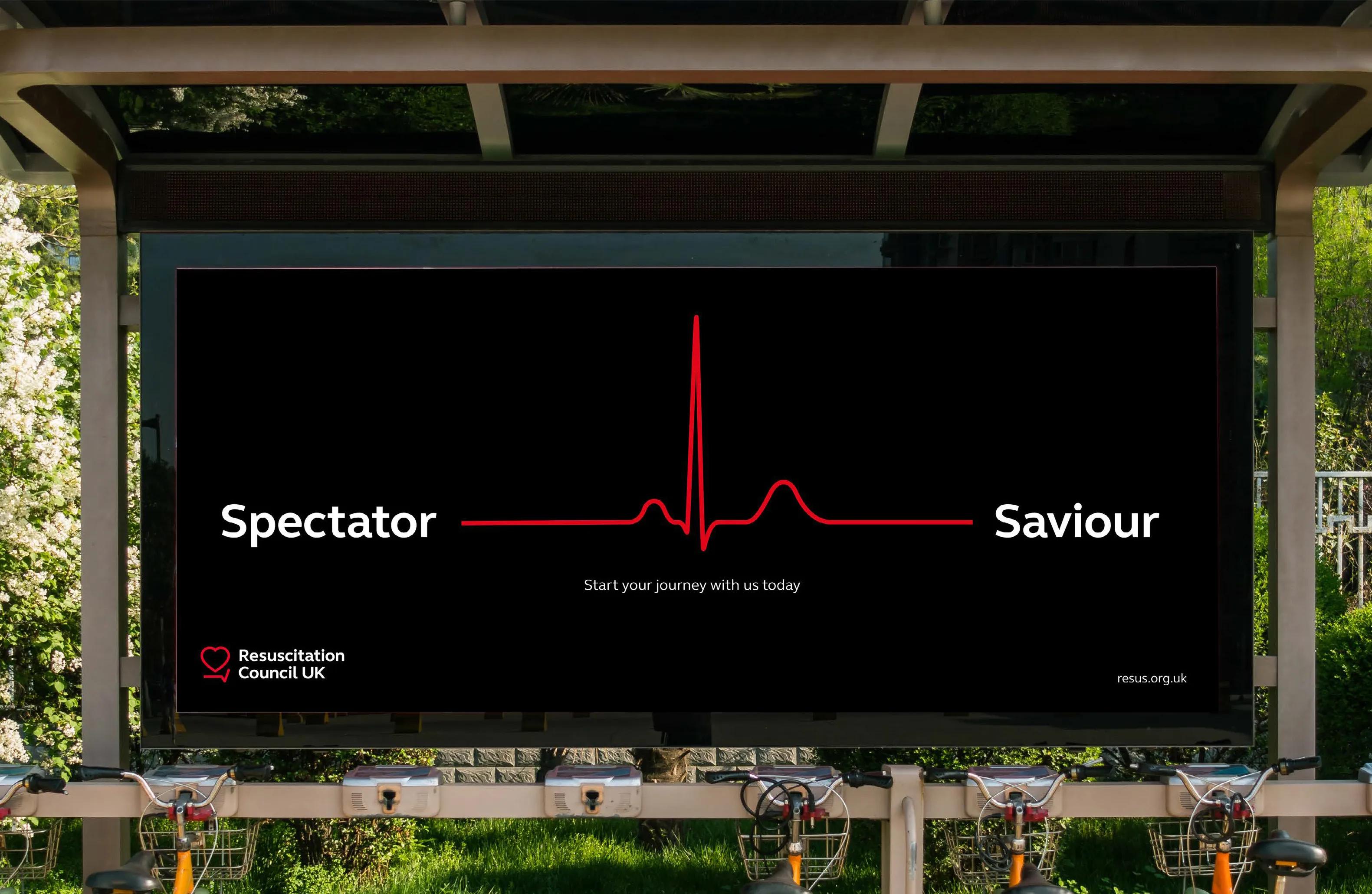 Poster for resuscitation council uk with the caption 'spectator, saviour'