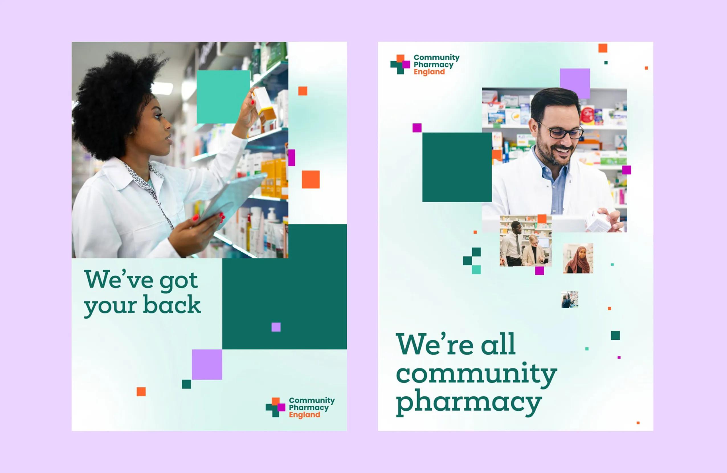 Two posters for community pharmacy