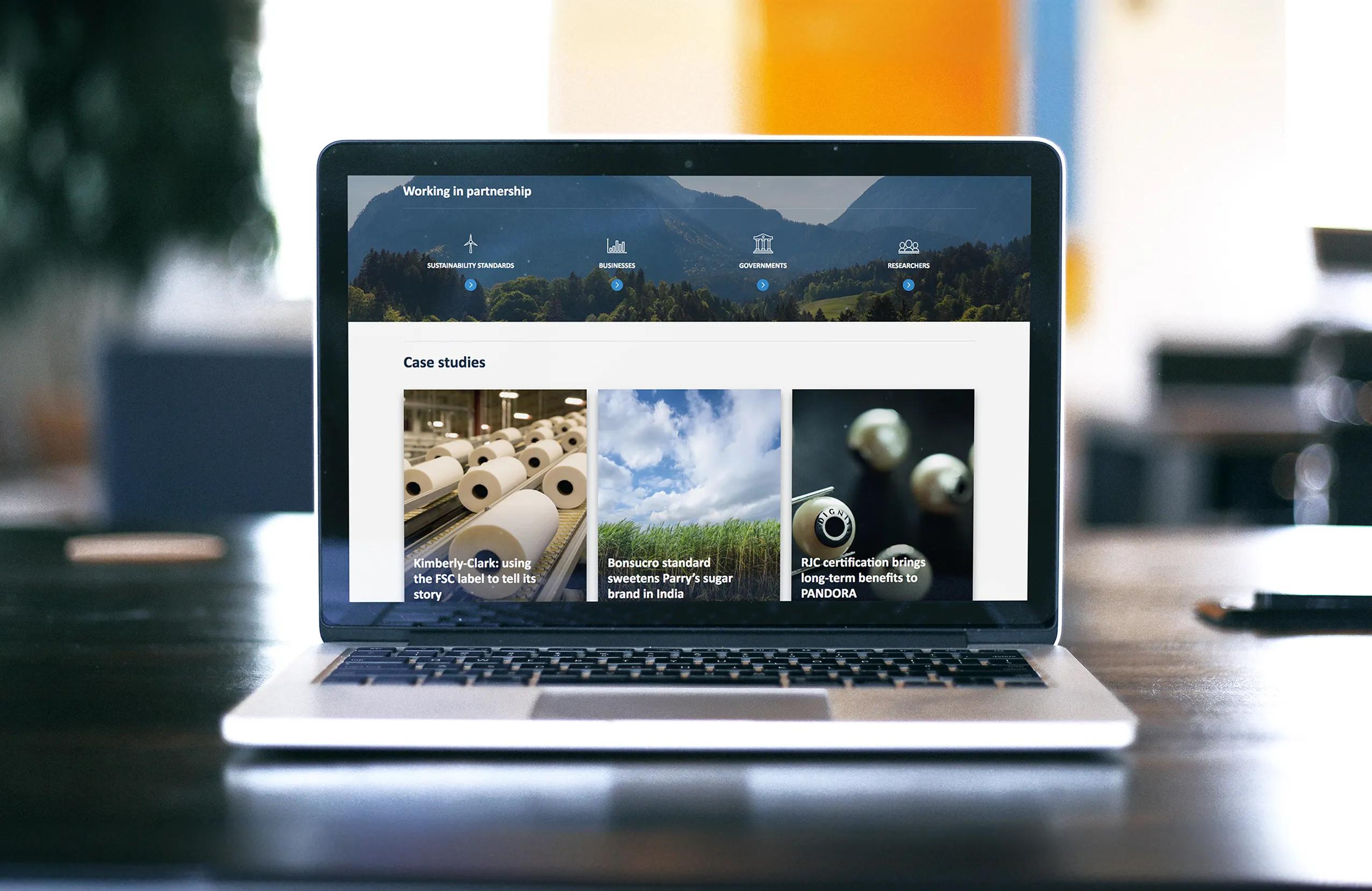 ISEAL landing page on a computer