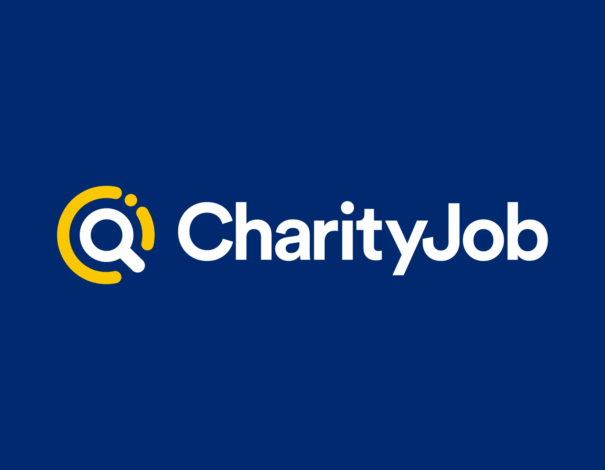 Charityjob logo on a blue background