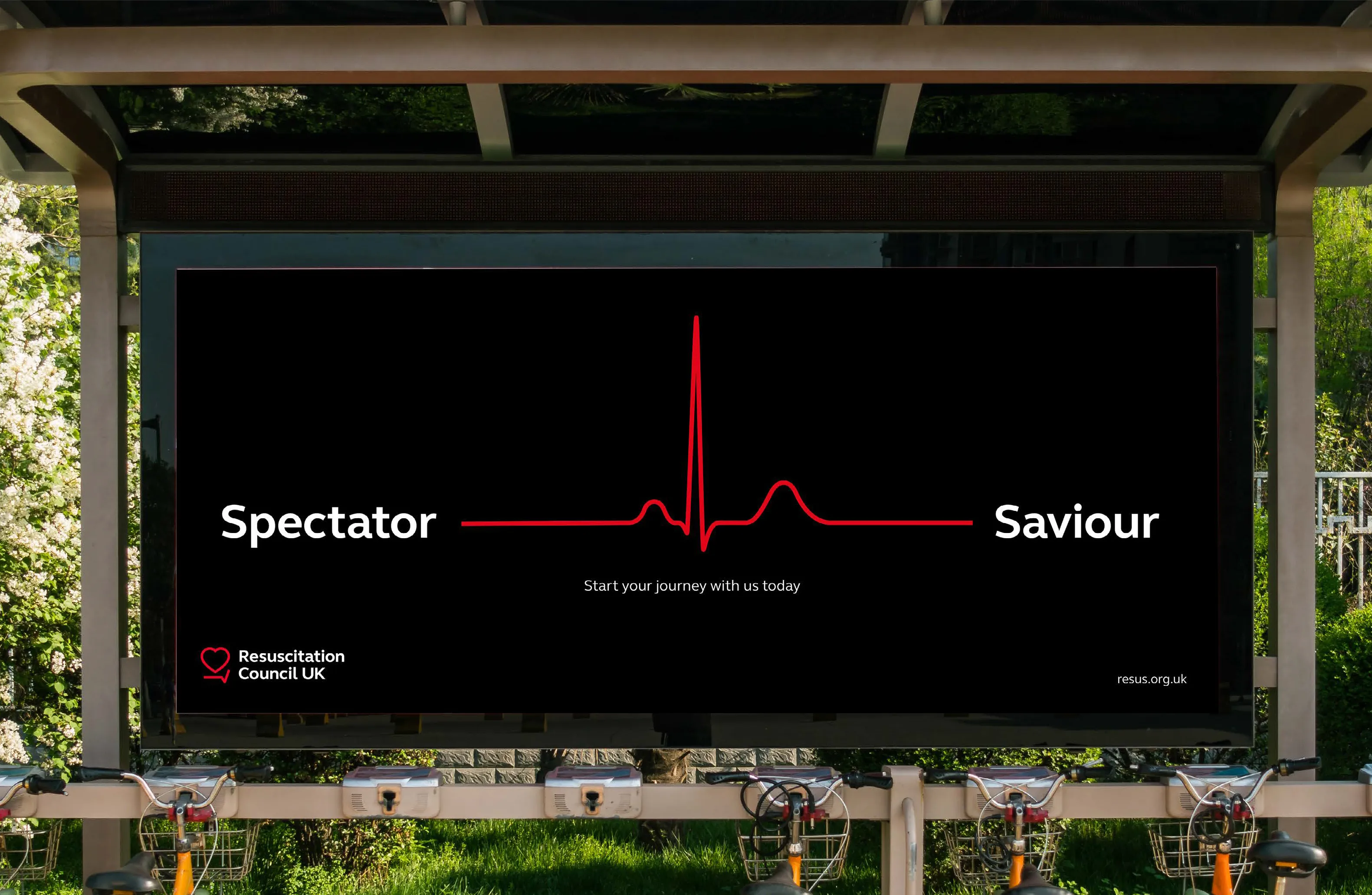 Poster for resuscitation council uk with the caption 'spectator, saviour'