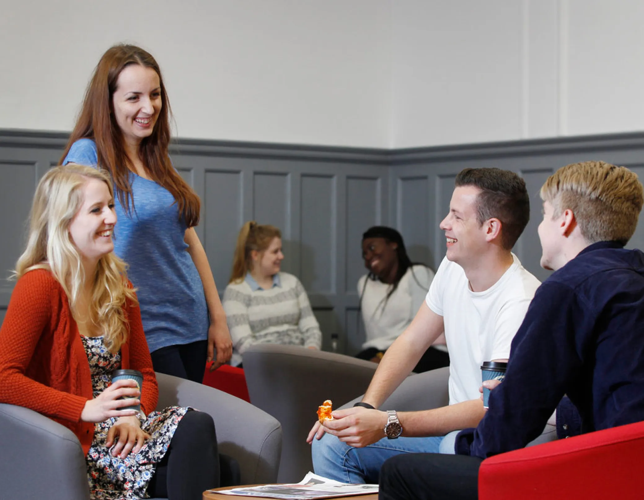 students talking on campus