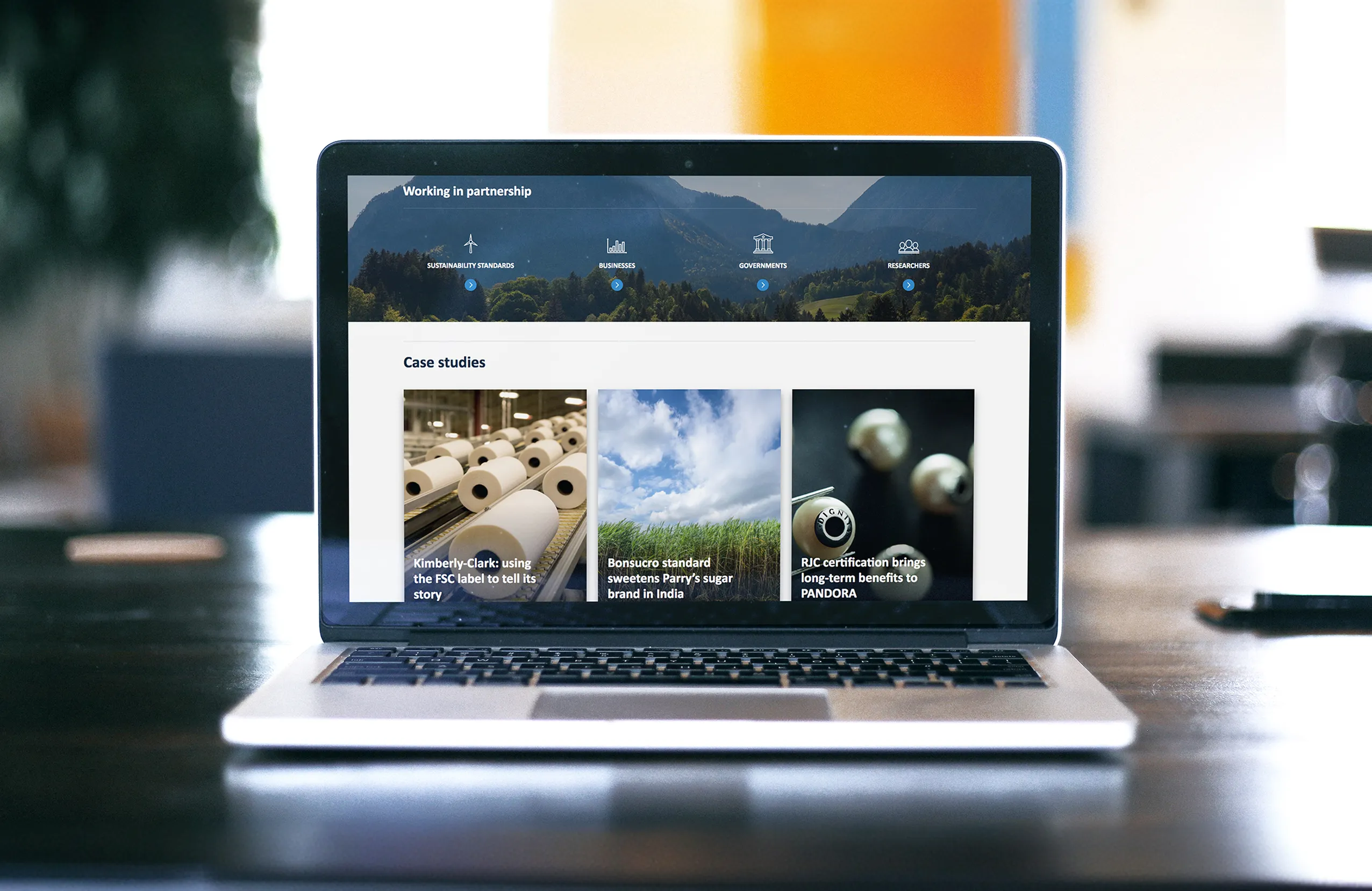 ISEAL landing page on a computer